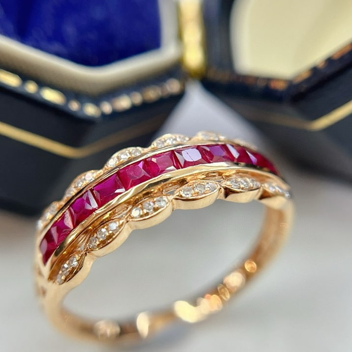 14k Gold 1.00 Ct Natural Ruby & Diamond Ring - 4
