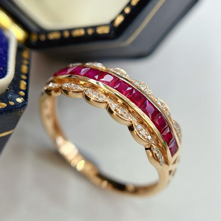 14k Gold 1.00 Ct Natural Ruby & Diamond Ring - 5