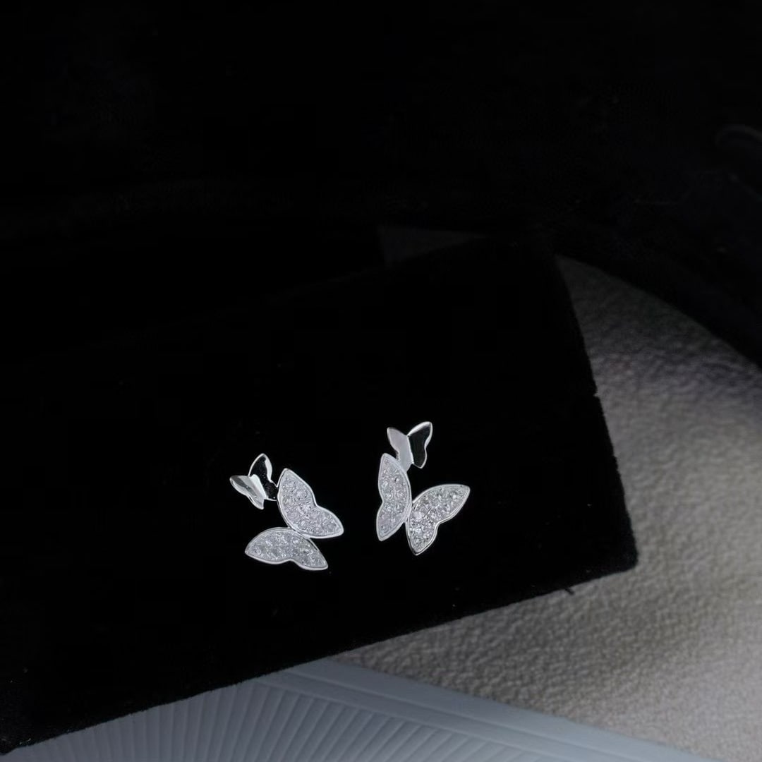 14k Gold 0.16 Ct Natural H Diamond & Butterfly Earrings - 3