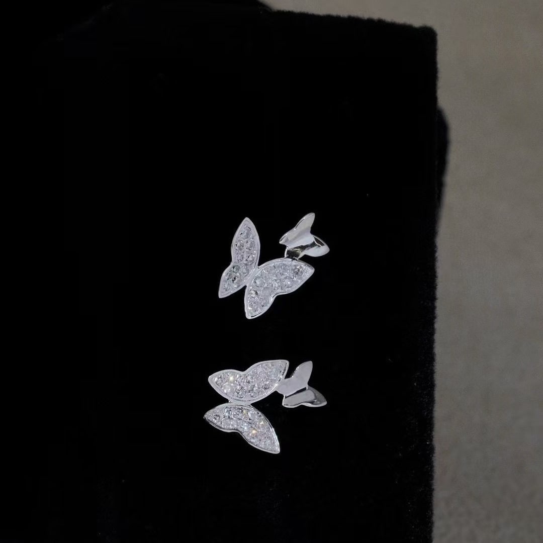 14k Gold 0.16 Ct Natural H Diamond & Butterfly Earrings - 4