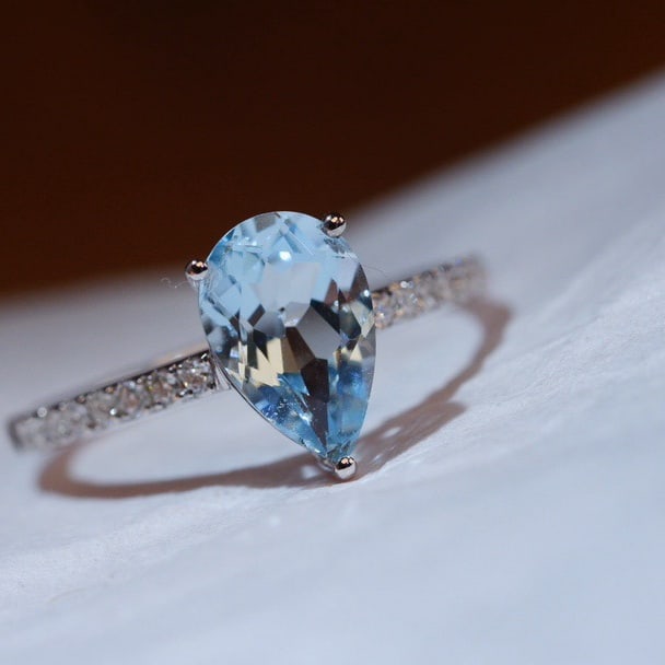 14k Gold 1.33 Ctw Natural Aquamarine & Diamond Ring - 6