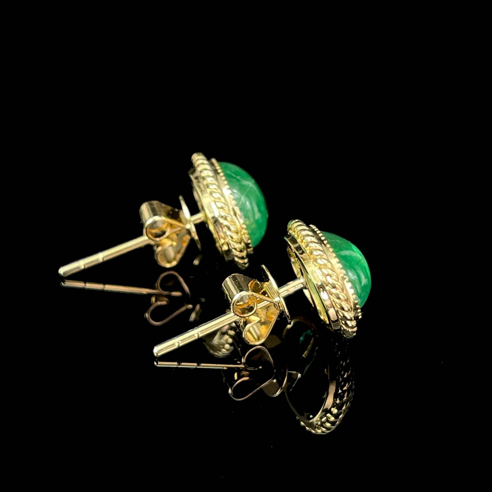 14k Gold 2.55 Ct Natural Emerald Earrings - 3