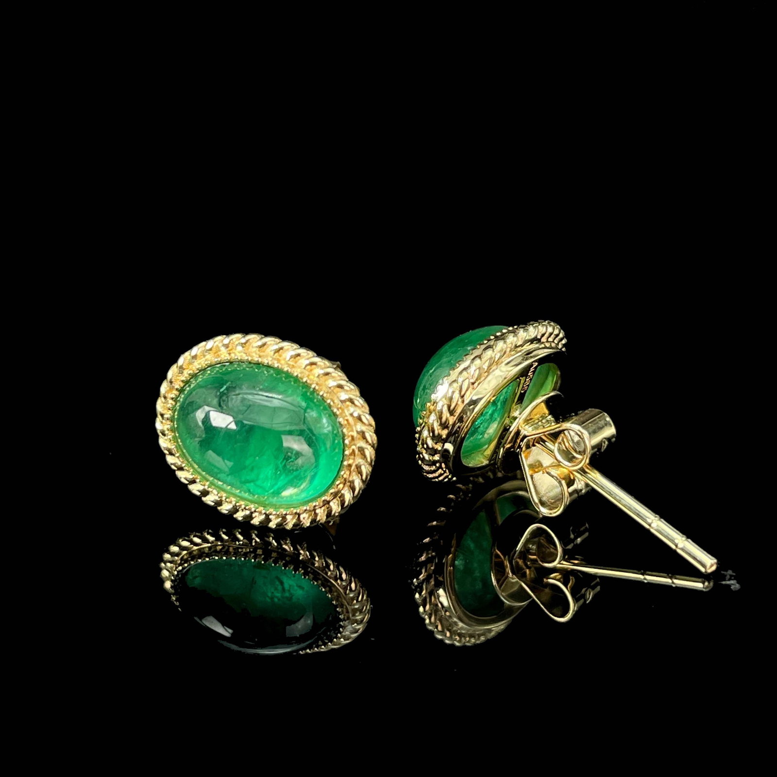 14k Gold 2.55 Ct Natural Emerald Earrings - 4