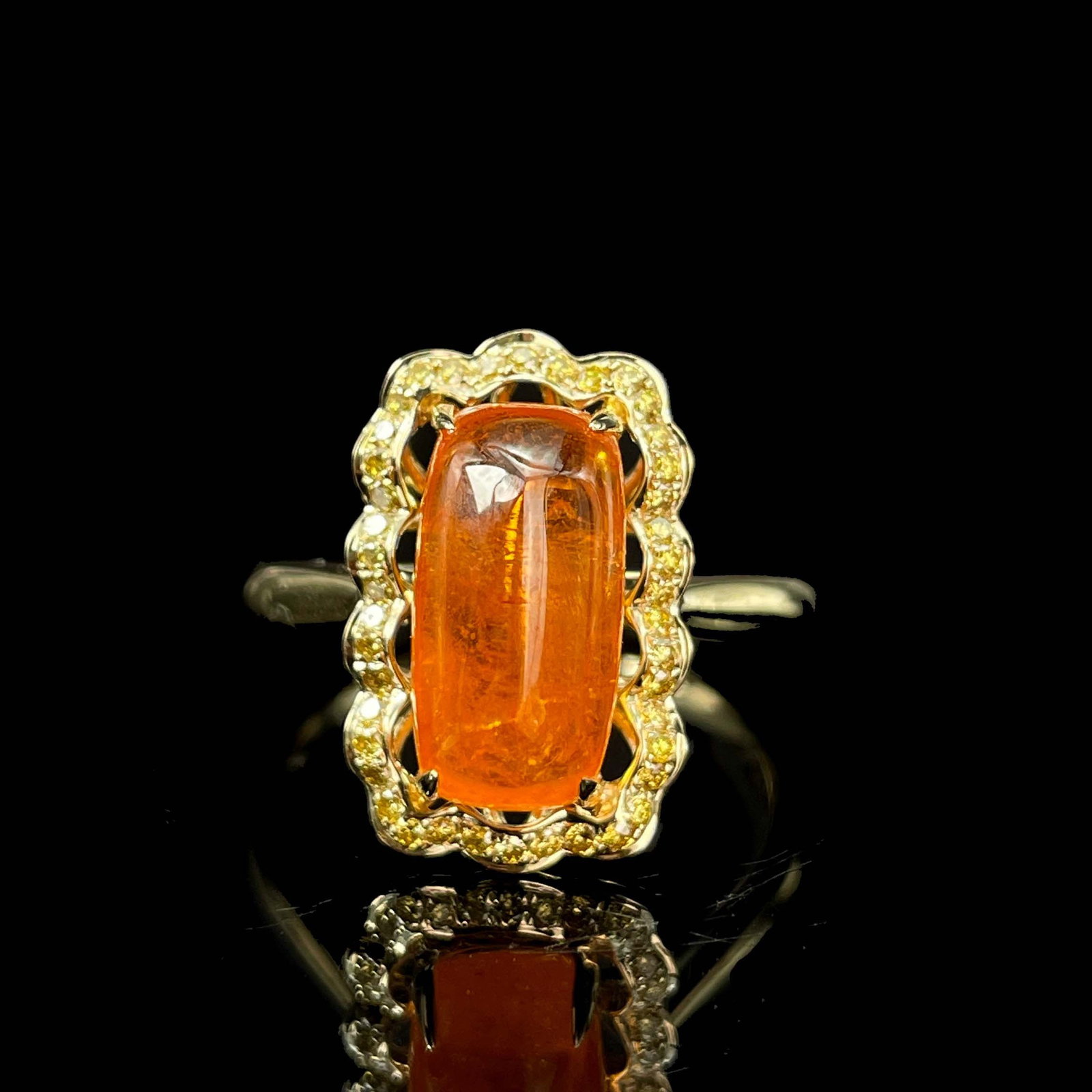 14k Gold 7.29 Ctw Natural Spessartine & Yellow Diamond Ring (1 of 6)
