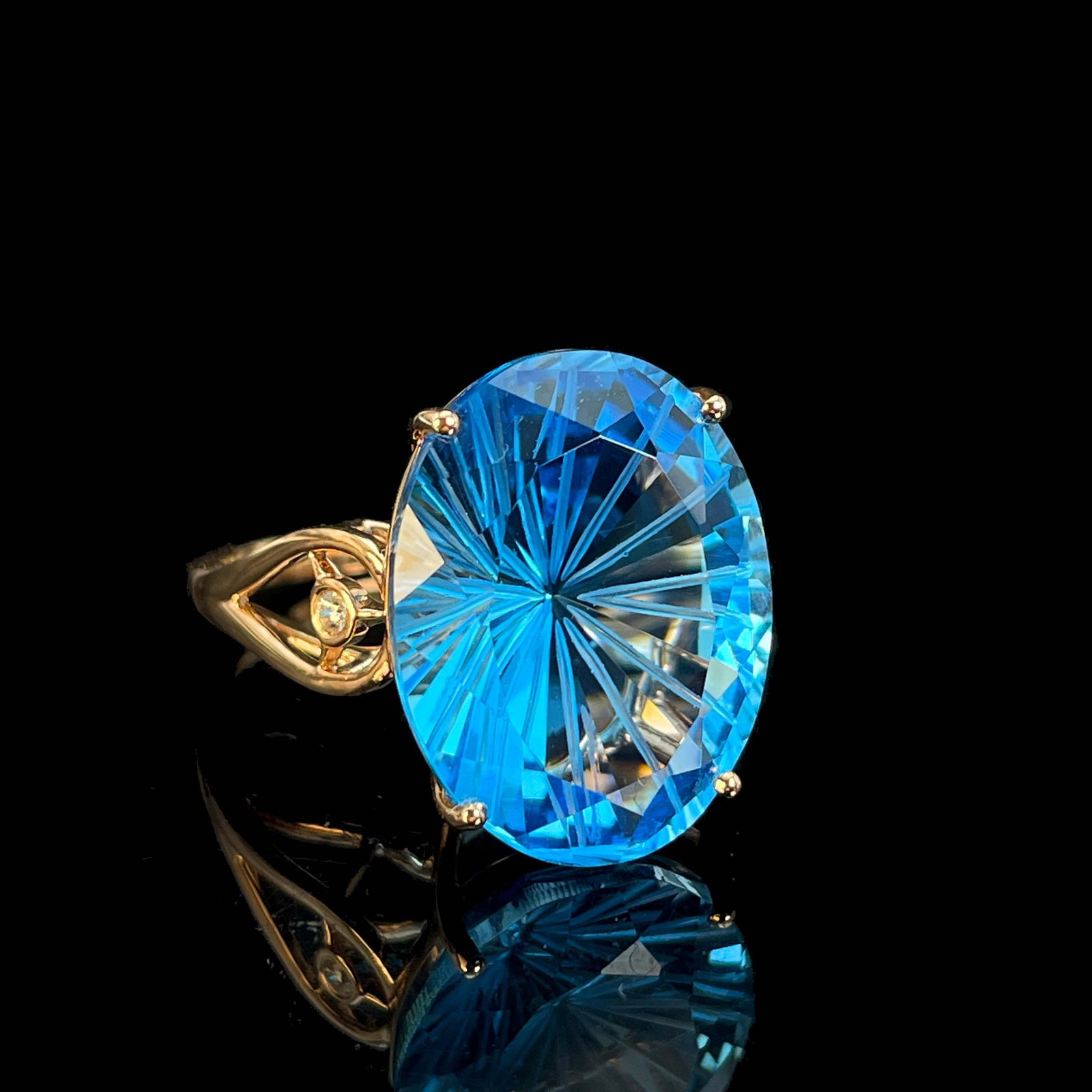 14k Gold 14.39 Ctw Natural Topaz & Diamond Ring - 2