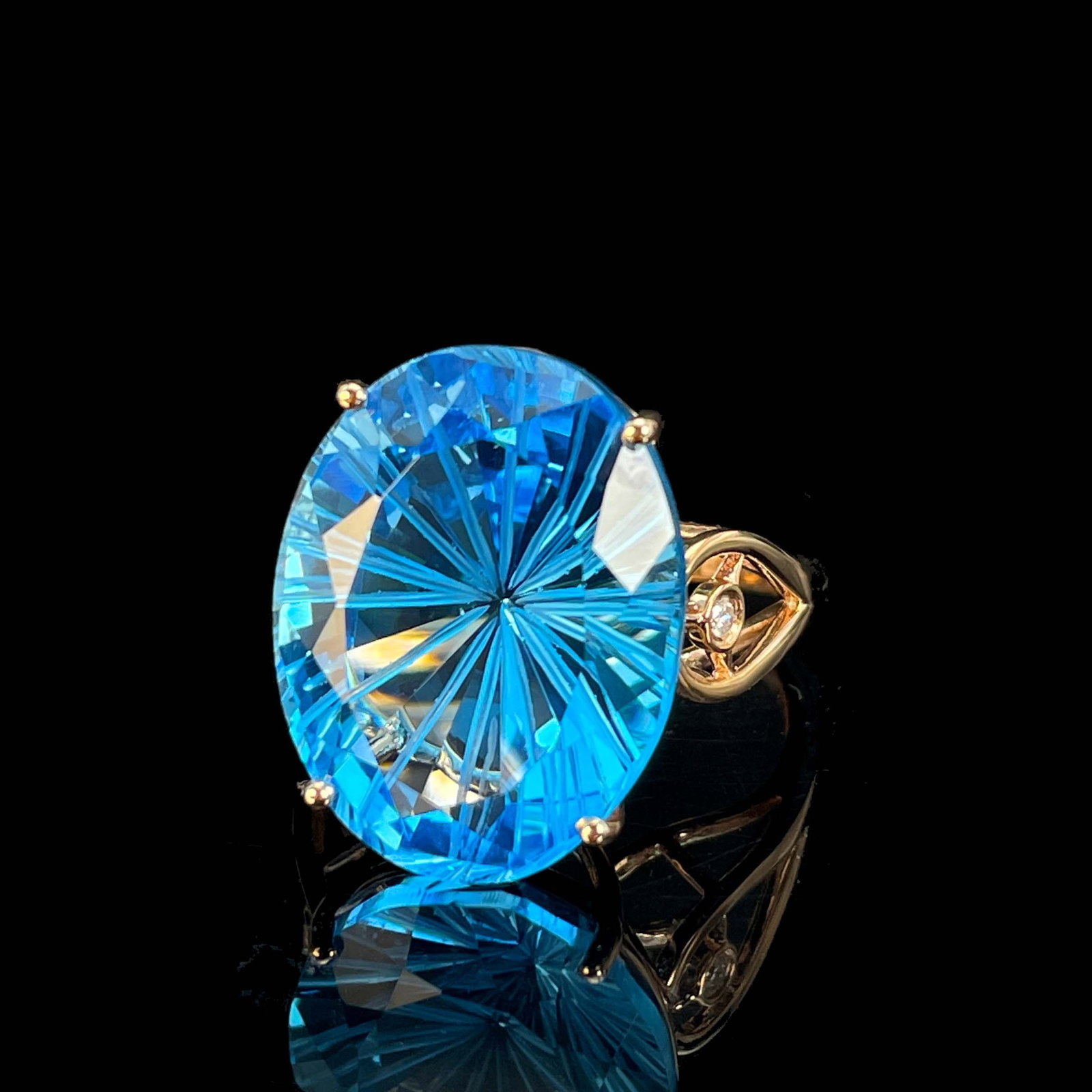 14k Gold 14.39 Ctw Natural Topaz & Diamond Ring - 3