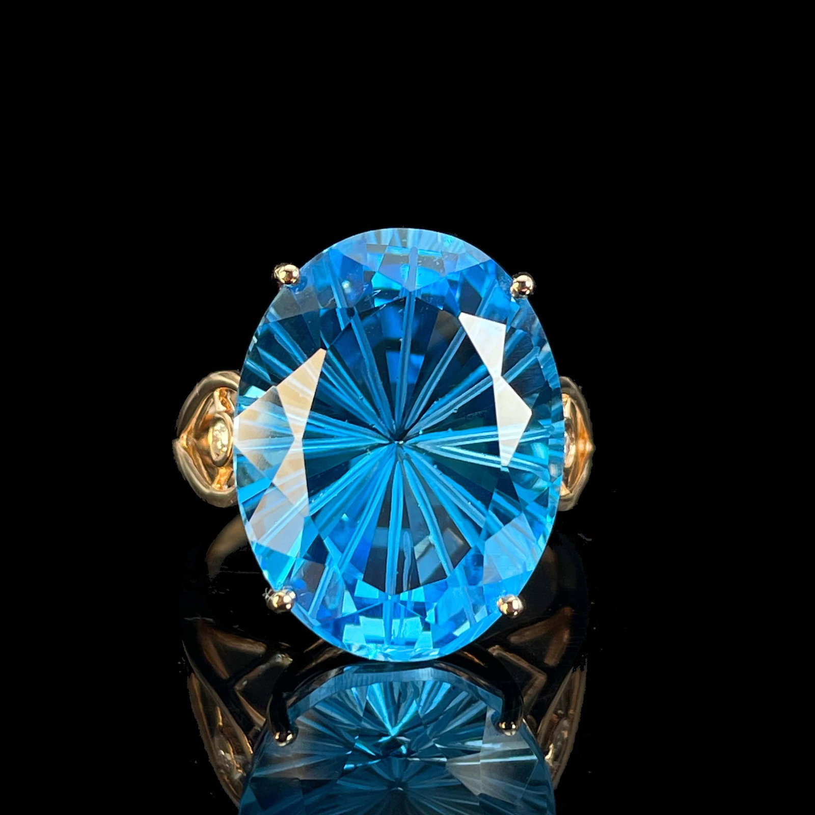 14k Gold 14.39 Ctw Natural Topaz & Diamond Ring - 5