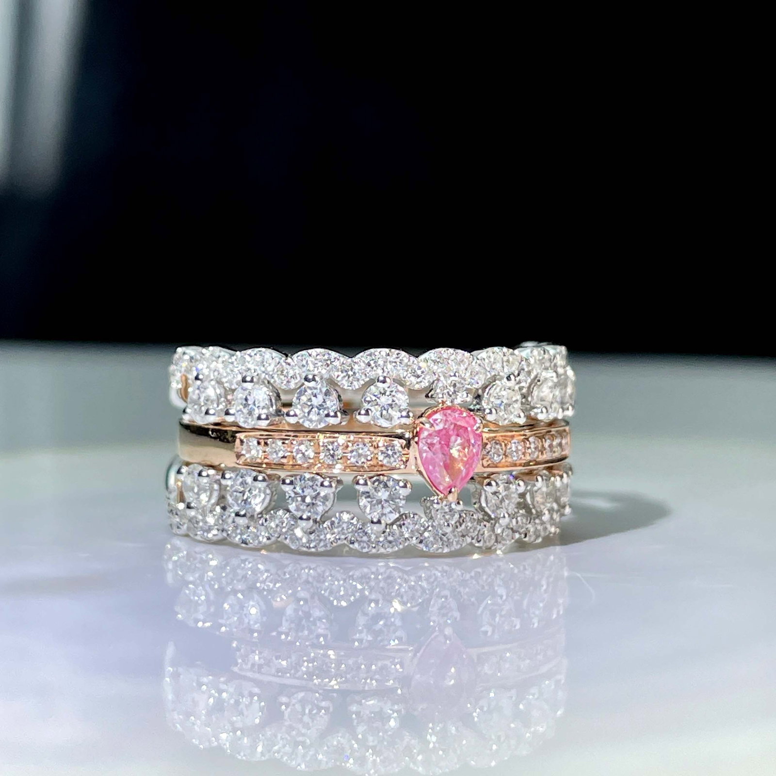 14k Gold 0.97 Ctw Natural Pink Diamond & Diamond Ring - 2