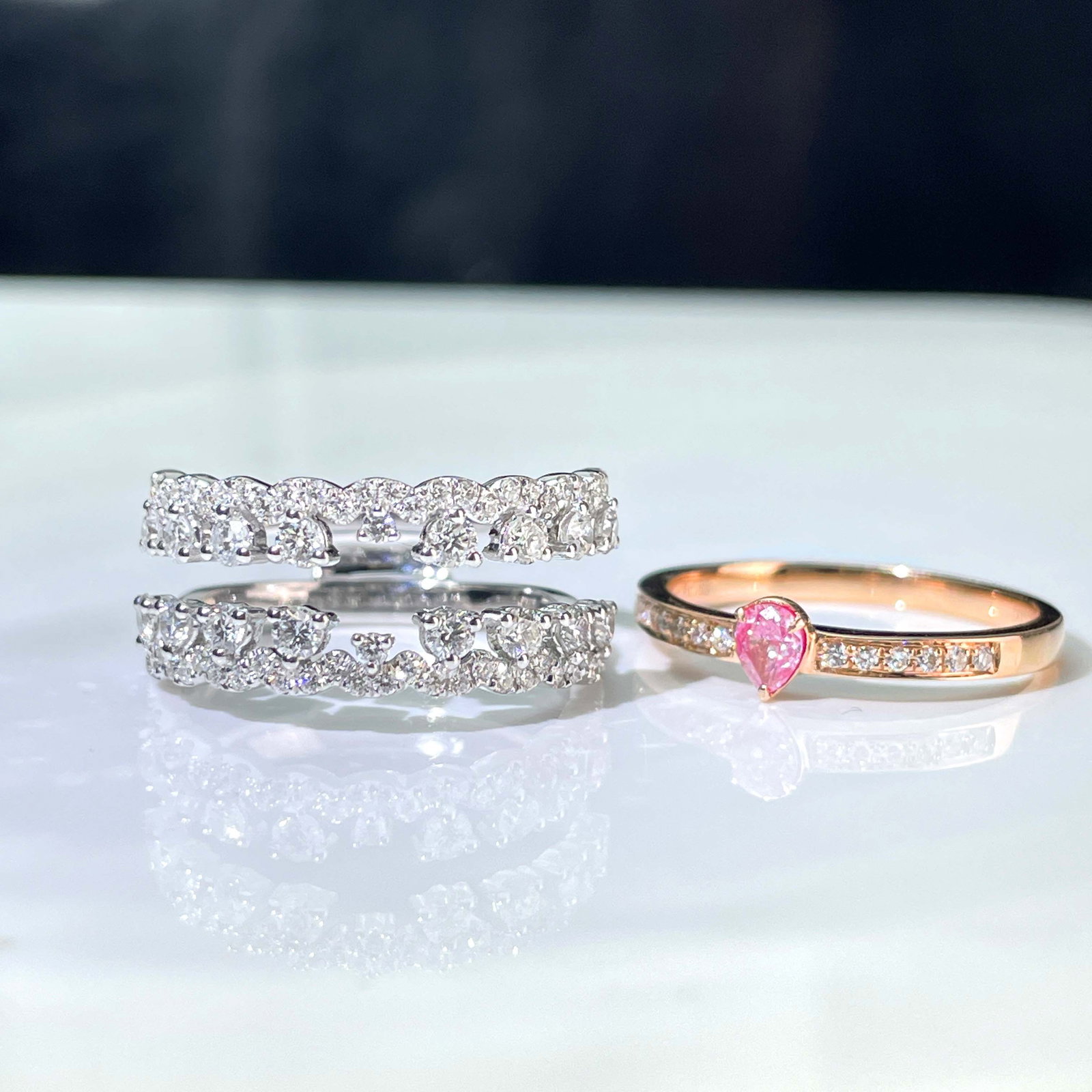 14k Gold 0.97 Ctw Natural Pink Diamond & Diamond Ring - 4