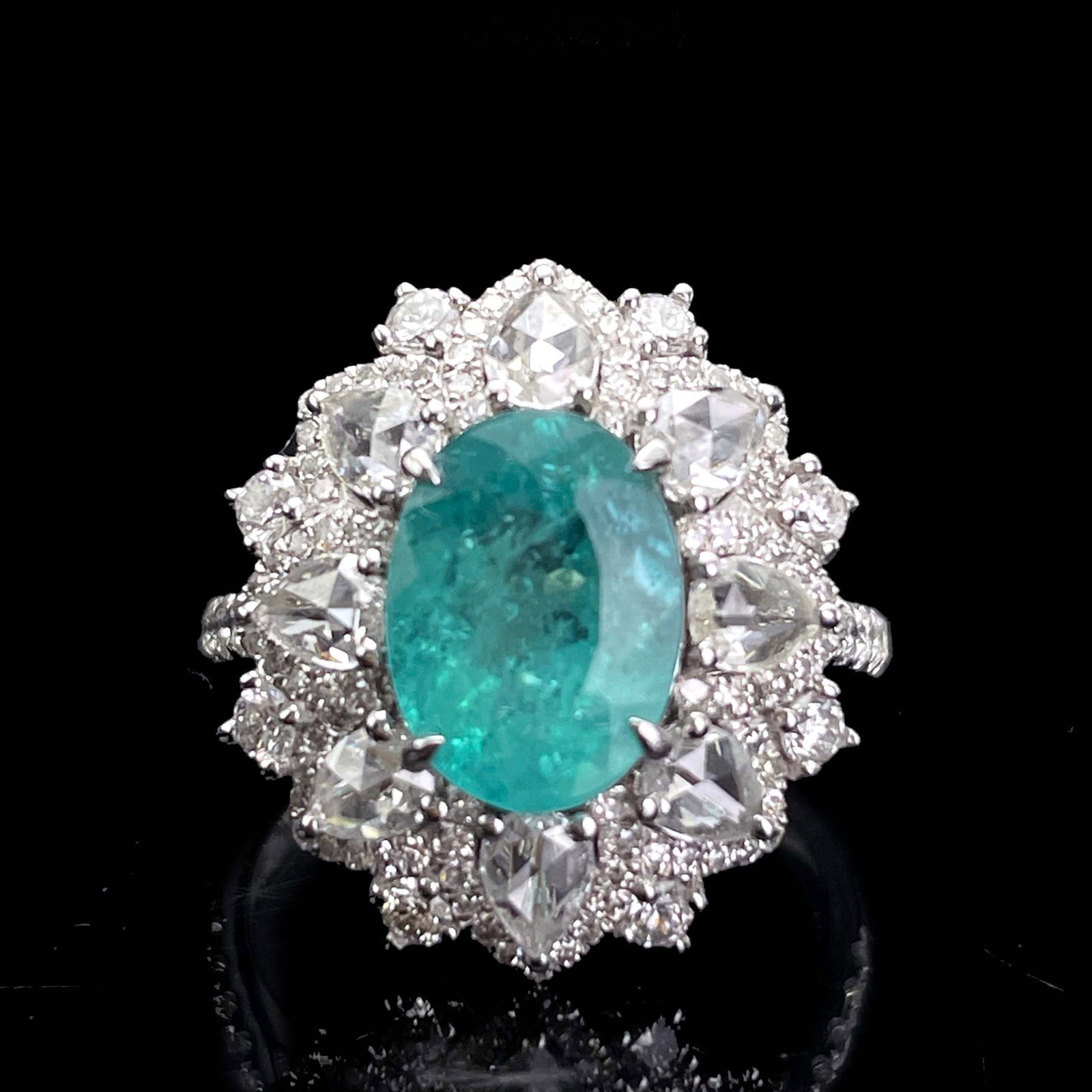14k Gold 3.71 Ctw Natural Paraiba Tourmaline & Diamond Ring (1 of 6)