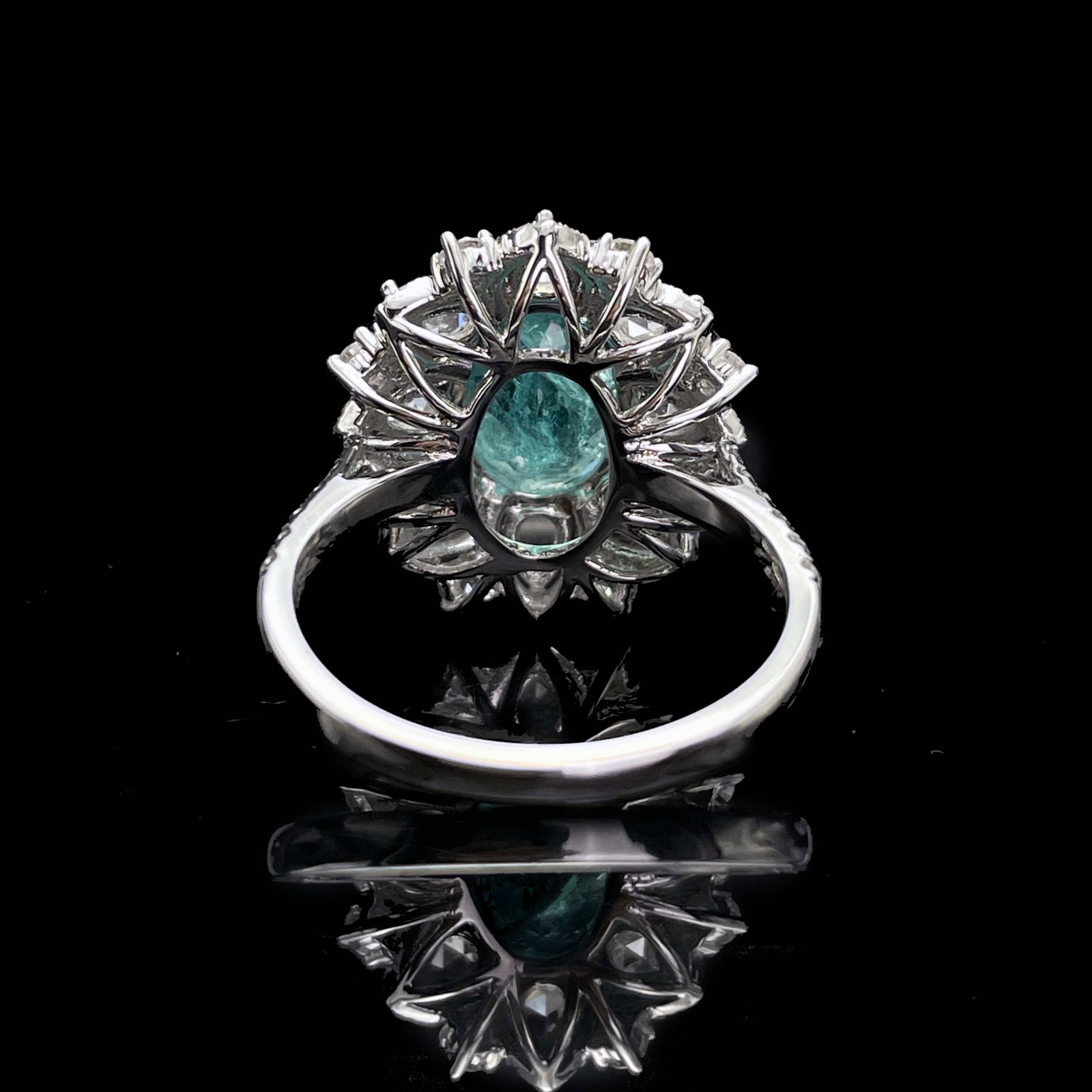 14k Gold 3.71 Ctw Natural Paraiba Tourmaline & Diamond Ring - 2
