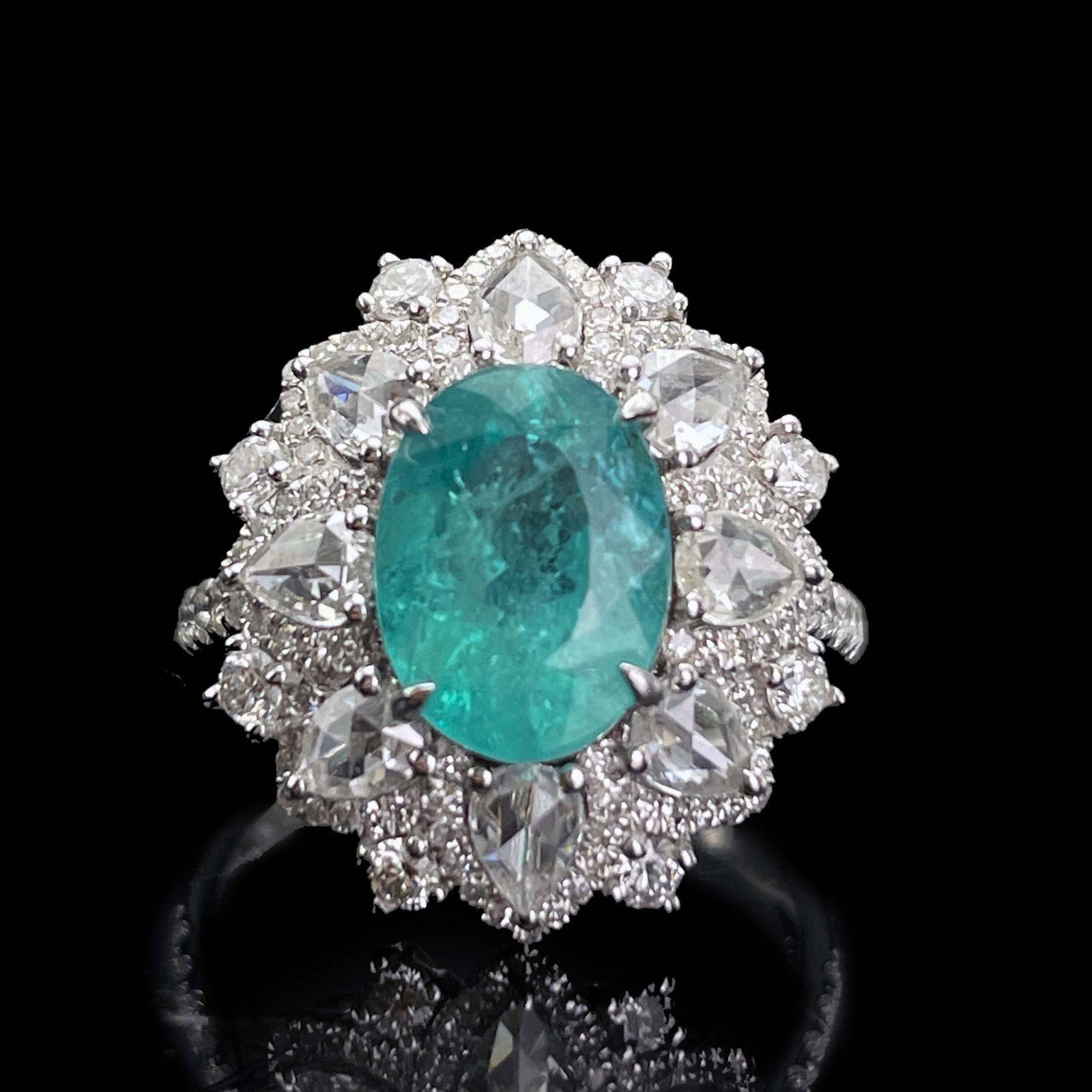 14k Gold 3.71 Ctw Natural Paraiba Tourmaline & Diamond Ring - 5