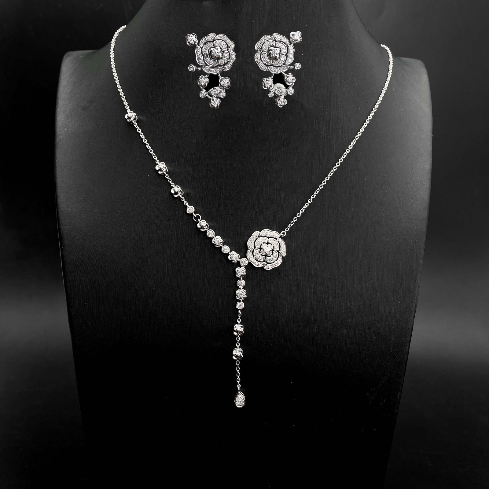 14k Gold 1.25 Ctw Natural H Diamond & Flowers Jewelry Set (1 of 9)