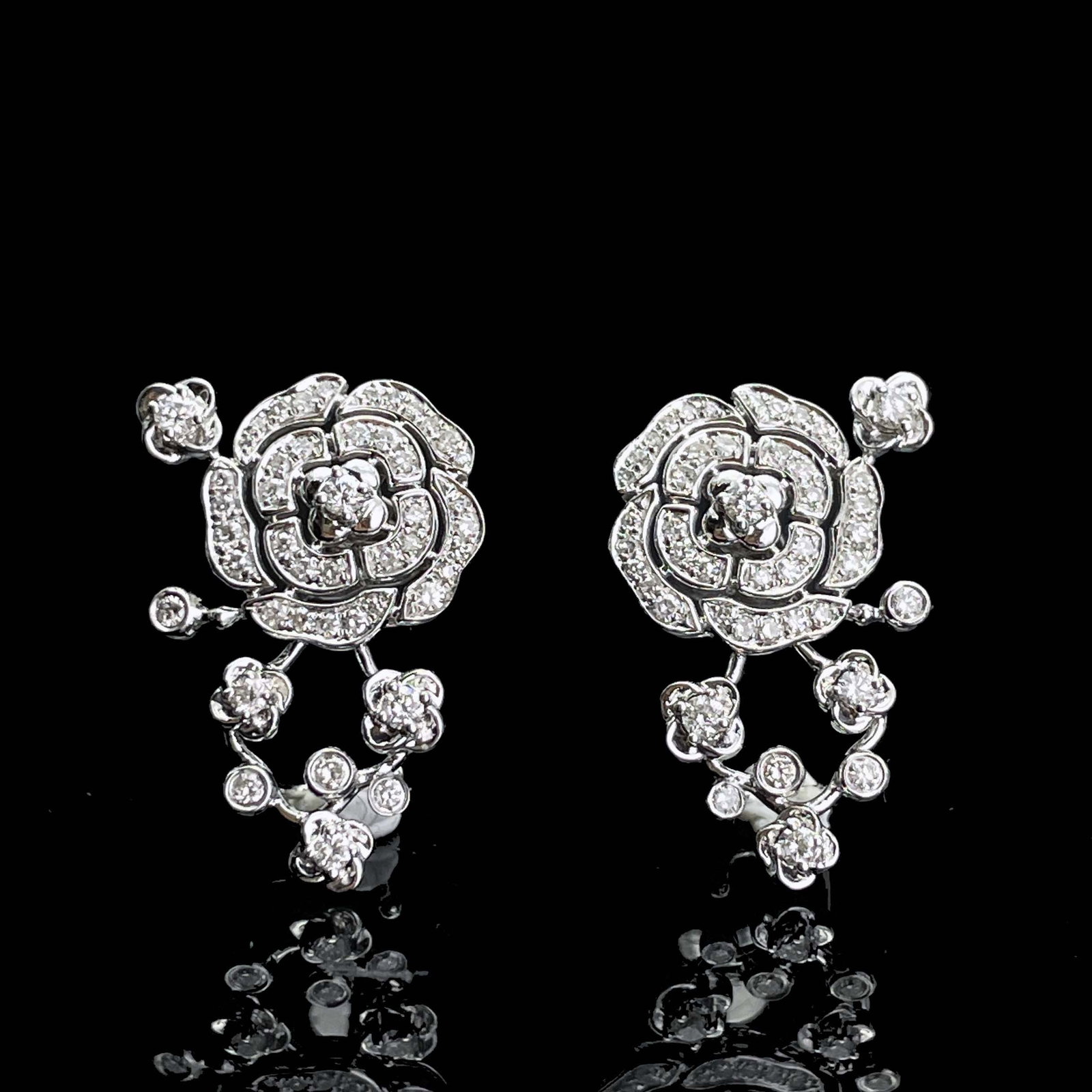 14k Gold 1.25 Ctw Natural H Diamond & Flowers Jewelry Set - 6