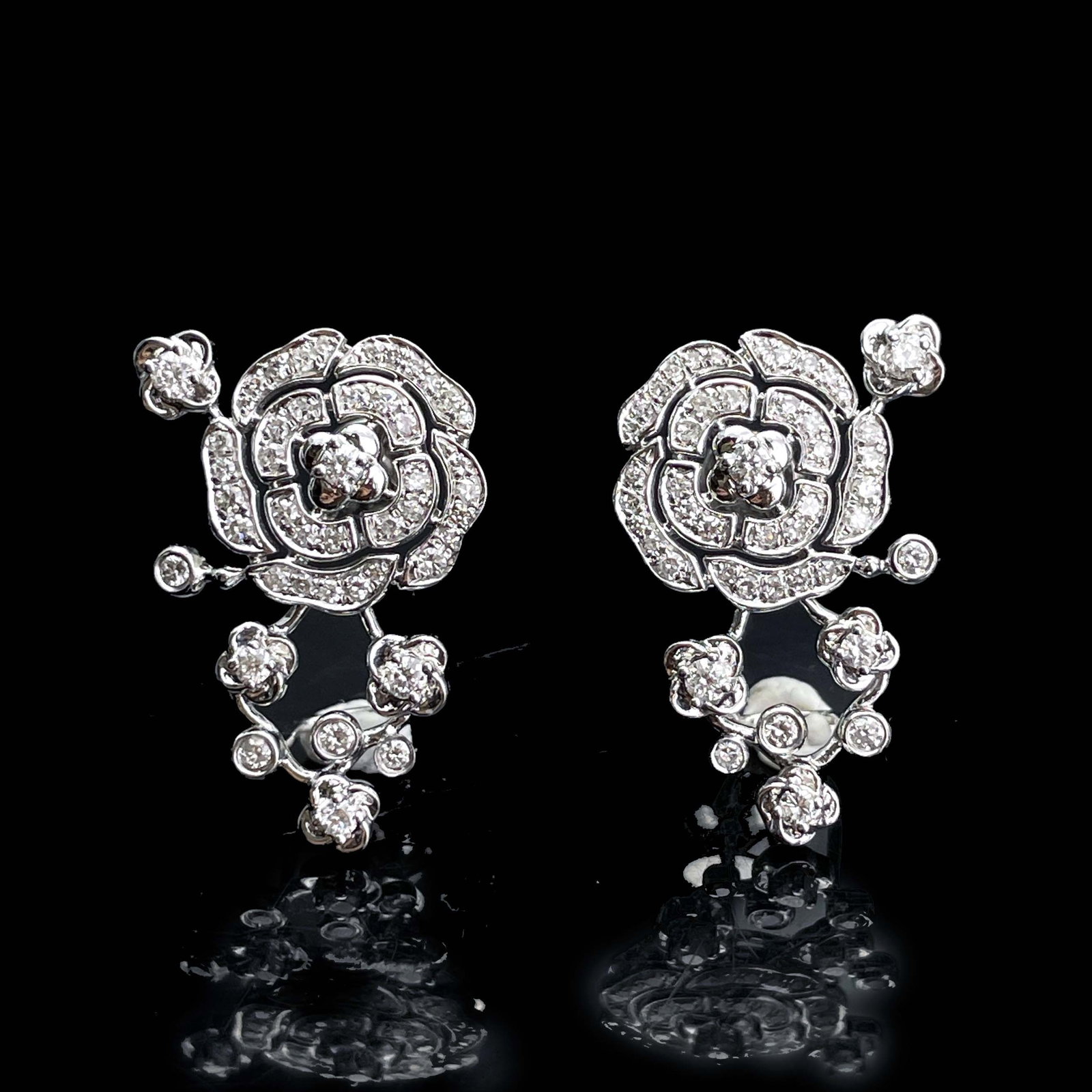 14k Gold 1.25 Ctw Natural H Diamond & Flowers Jewelry Set - 7
