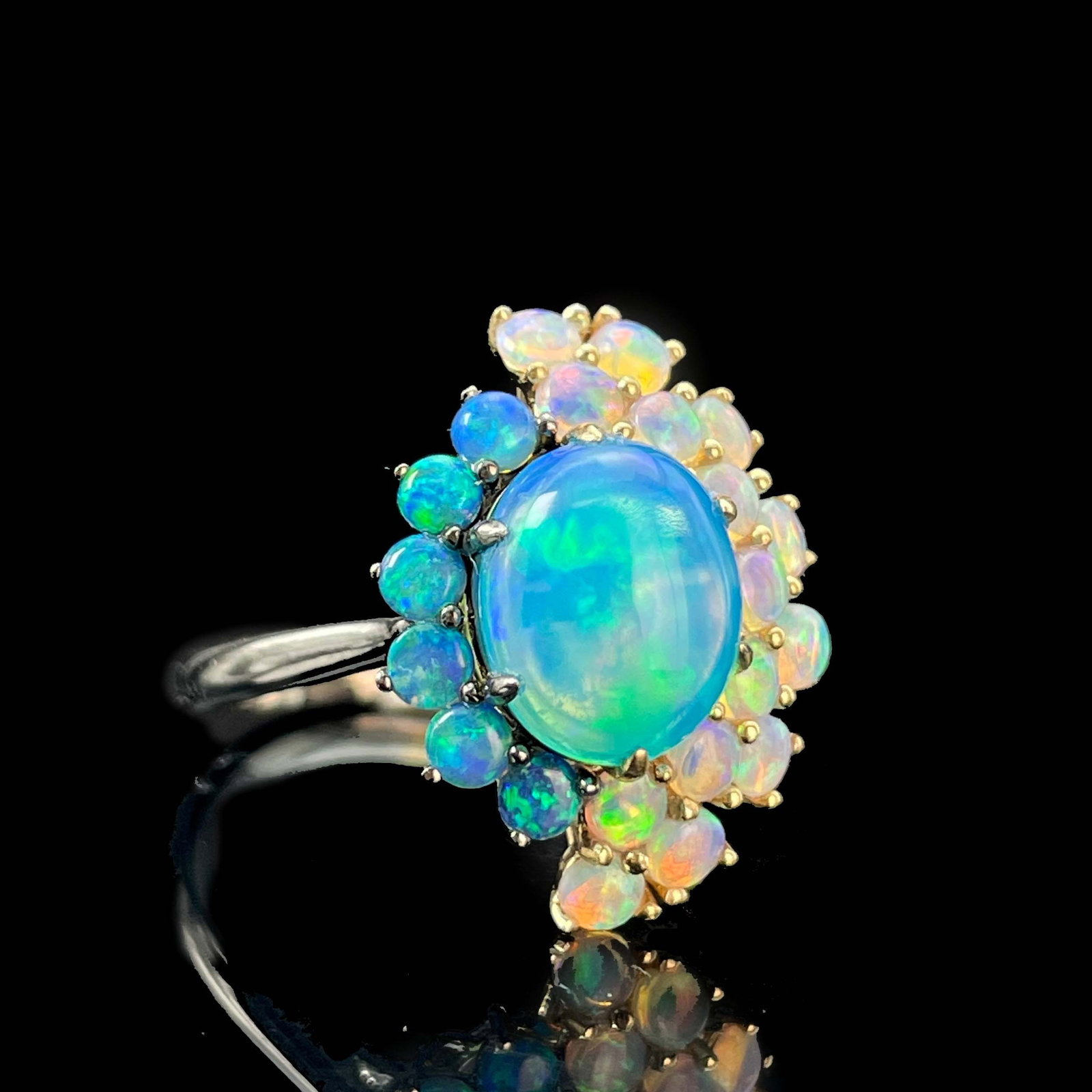 14k Gold 1 Ct Natural Opal & Opal Ring - 3