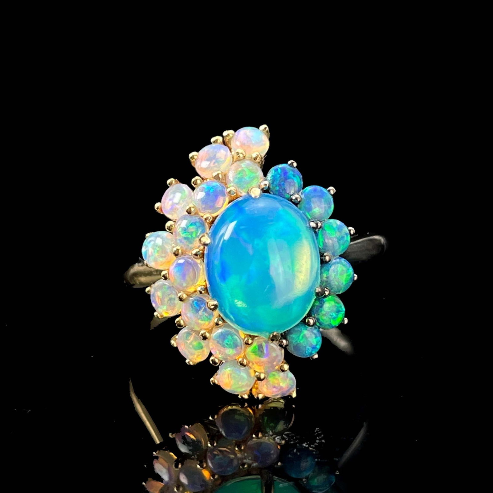 14k Gold 1 Ct Natural Opal & Opal Ring - 6