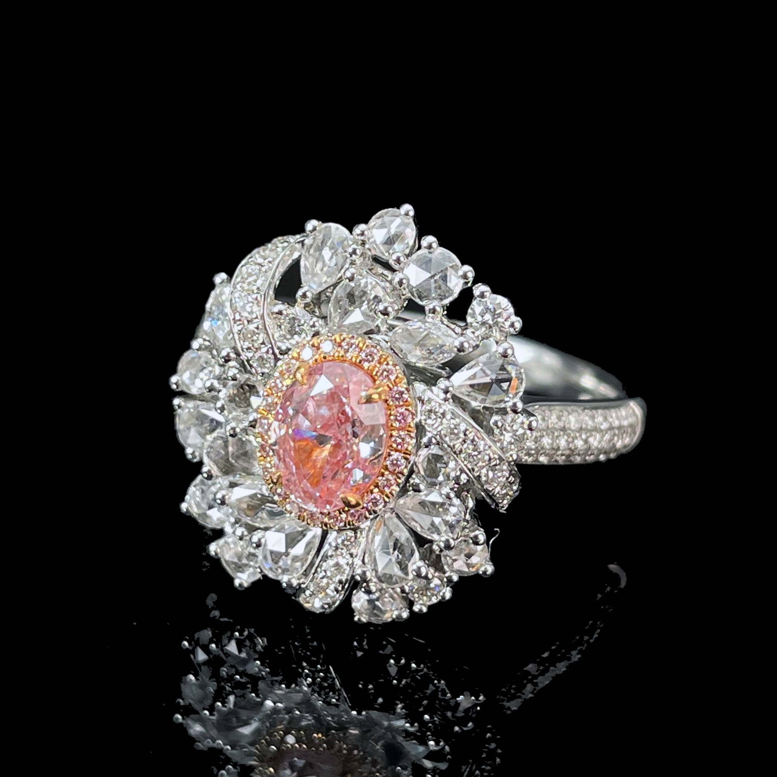 14k Gold 1.53 Ctw Natural Pink Diamond & Diamond Ring/pendant( Without Chain ) - 2