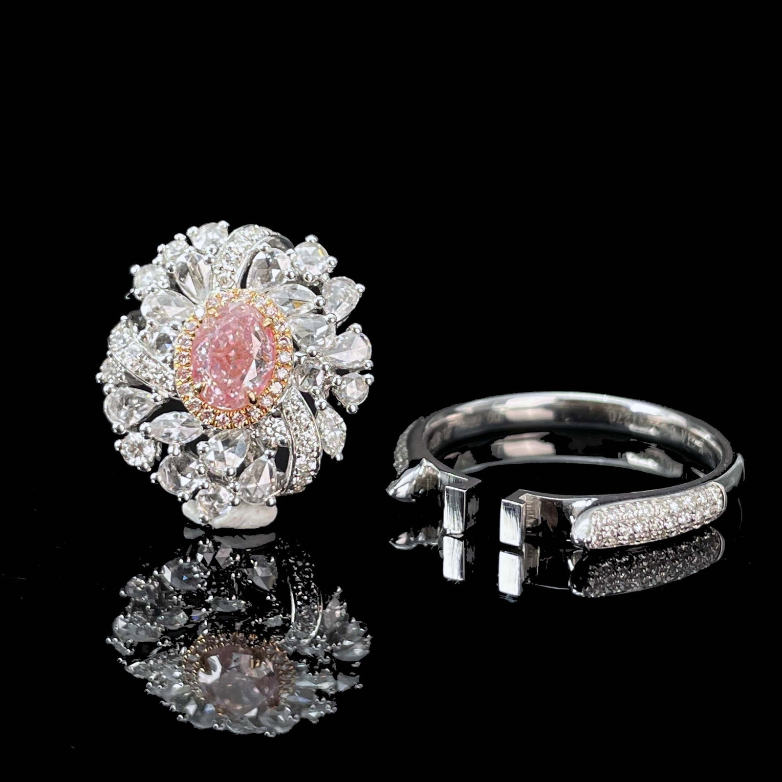 14k Gold 1.53 Ctw Natural Pink Diamond & Diamond Ring/pendant( Without Chain ) - 5