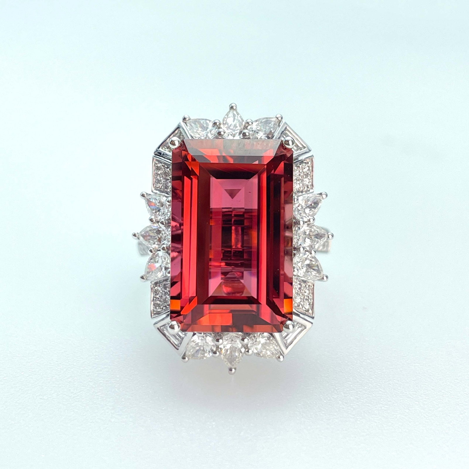 14k Gold 16.52 Ctw Natural Tourmaline & Diamond Ring/pendant( Without Chain ): Ref:230943051 // gold content:14k gold // ring size:7. 25us // // main gemstone:tourmaline // shape:octagonal // carat weight:14. 52ct // color:lotus color // treatment:natural // // adjacent gemstone