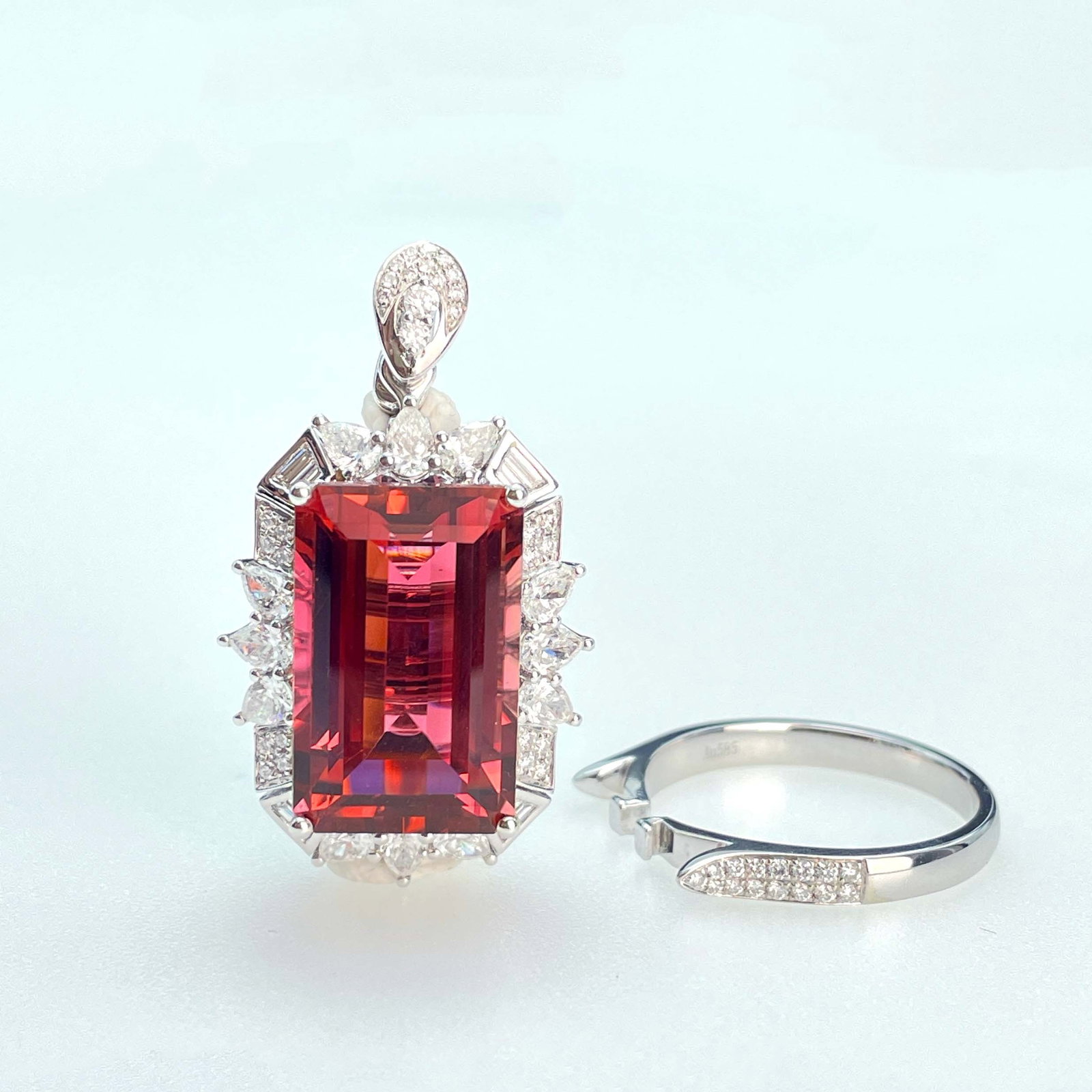 14k Gold 16.52 Ctw Natural Tourmaline & Diamond Ring/pendant( Without Chain ) - 6