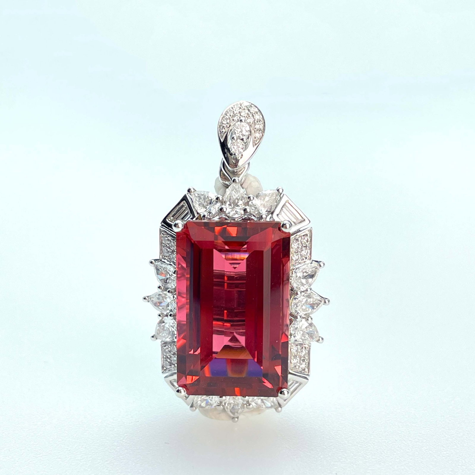 14k Gold 16.52 Ctw Natural Tourmaline & Diamond Ring/pendant( Without Chain ) - 7