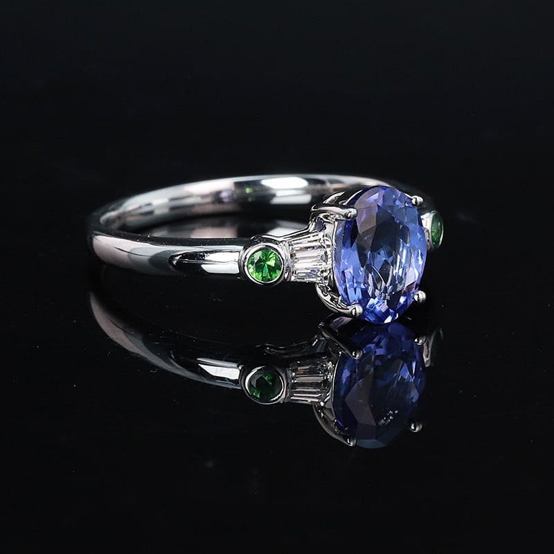 14k Gold 1.51 Ctw Natural Tanzanite & Diamond Ring - 2