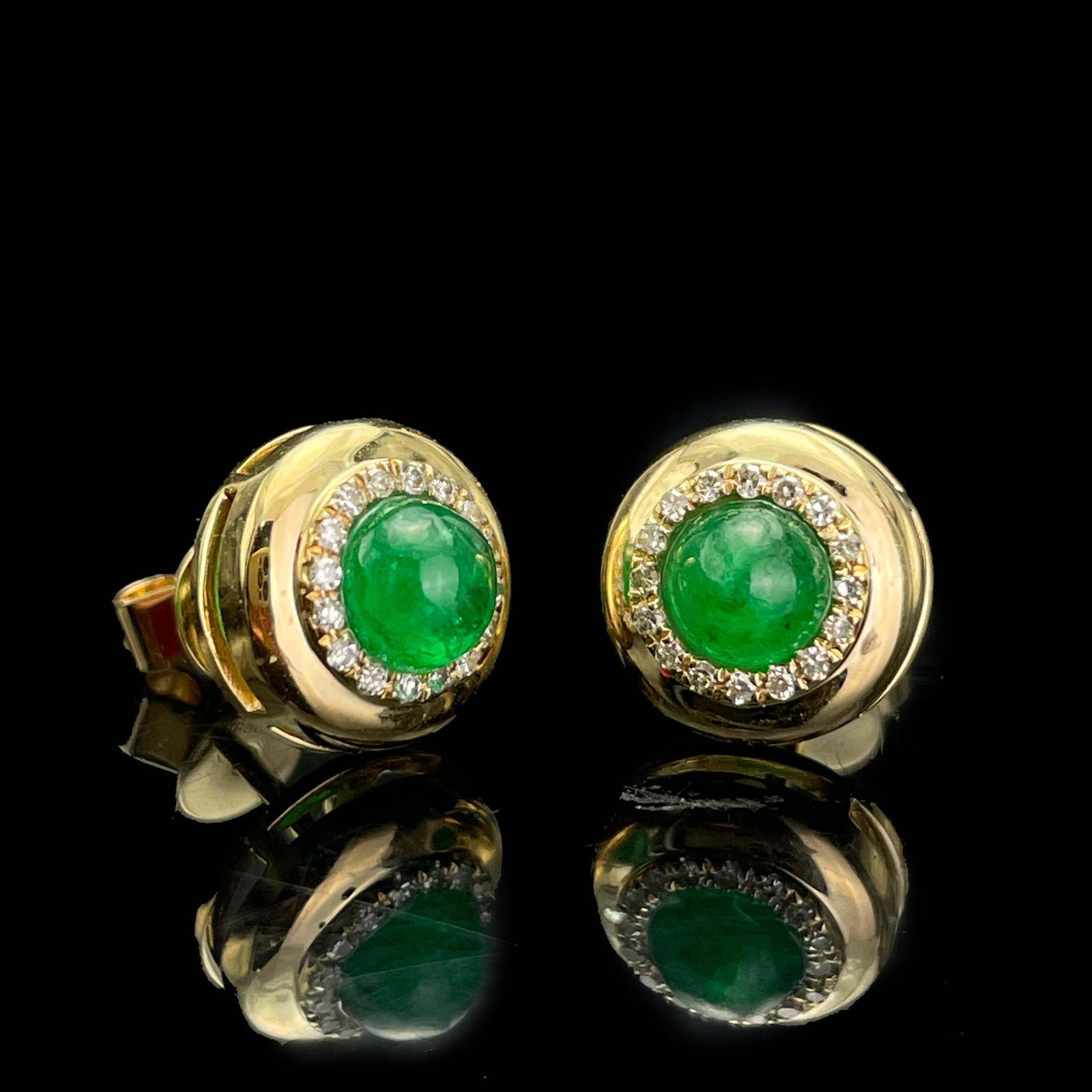 14k Gold 0.97 Ctw Natural Emerald & Diamond Earrings - 3