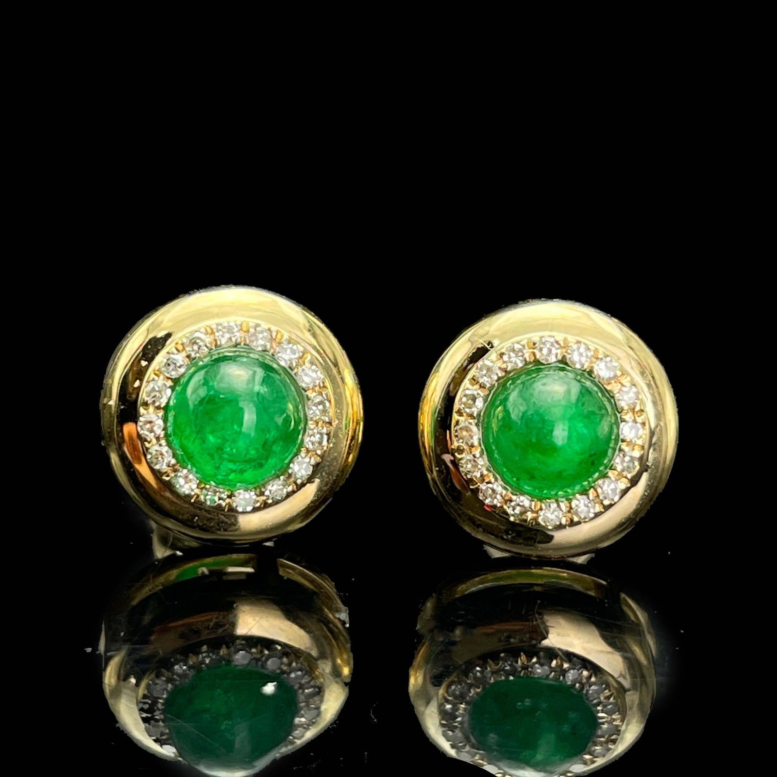 14k Gold 0.97 Ctw Natural Emerald & Diamond Earrings - 5