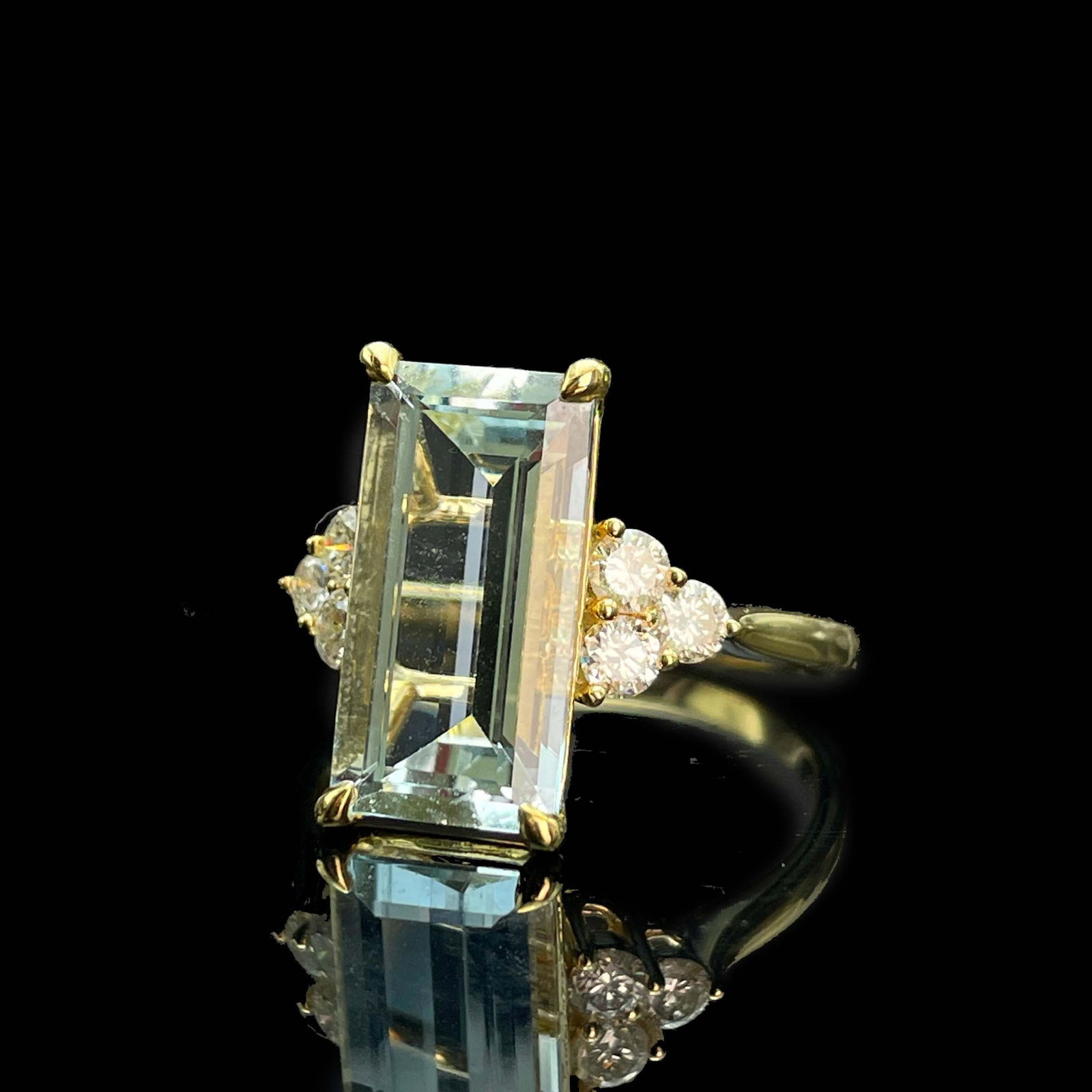 14k Gold 3.76 Ctw Natural Aquamarine & Diamond Ring - 4