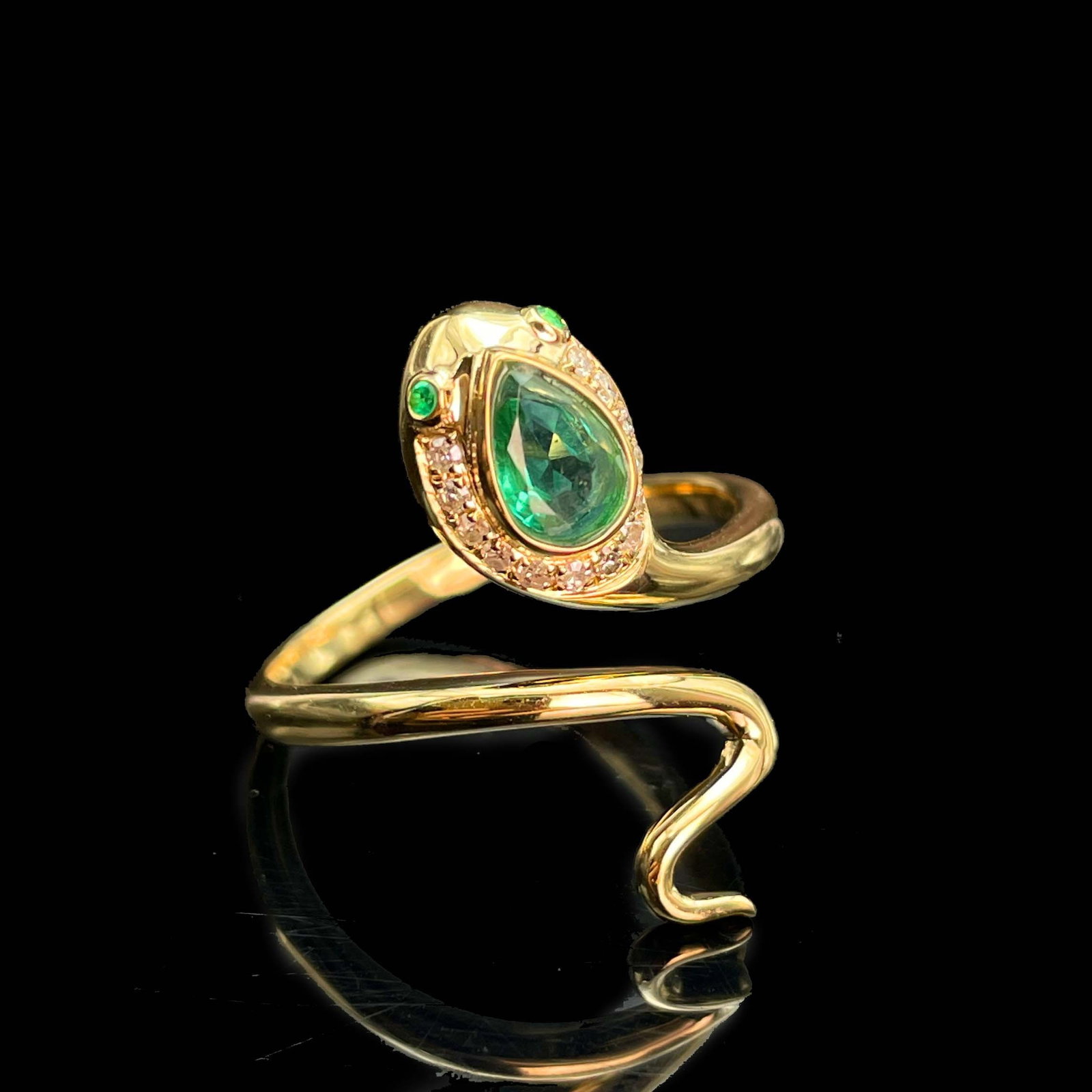 14k Gold 0.44 Ctw Natural Emerald & Diamond Ring - 2