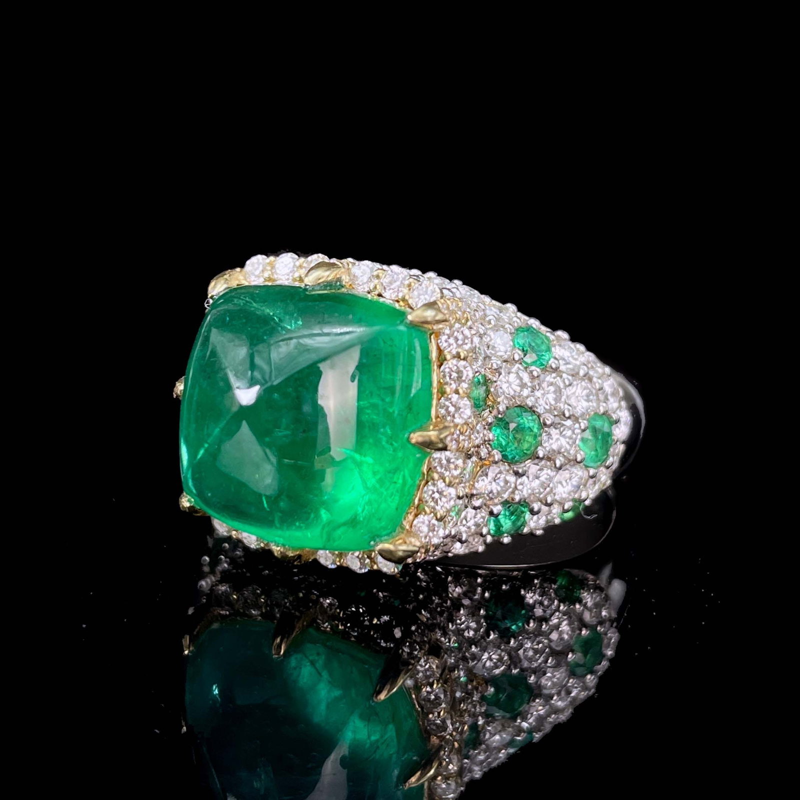 14k Gold 10.04 Ctw Vivid Green Natural Emerald & Diamond Ring - 6