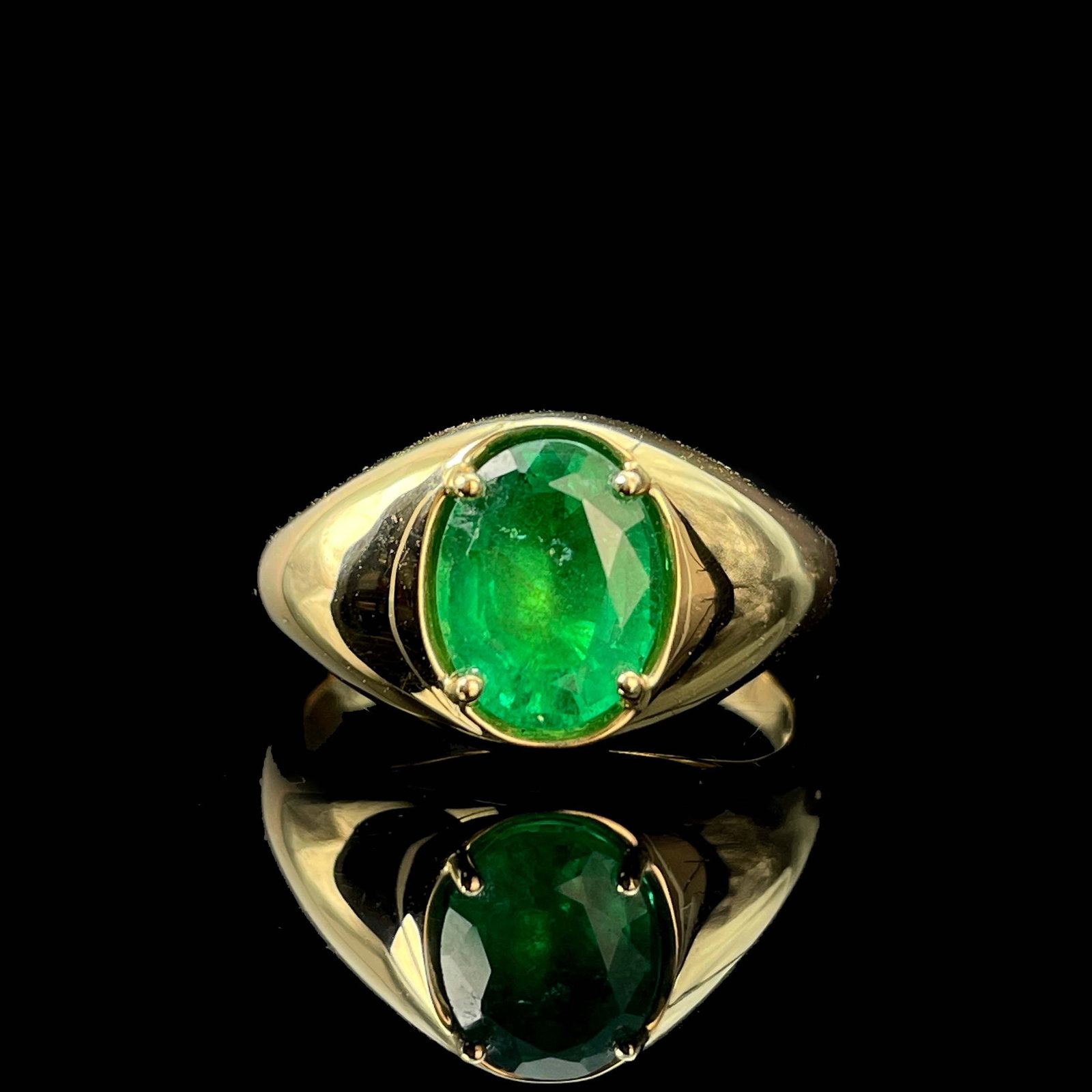 14k Gold 1.5 Ct Vivid Green Natural Emerald Ring (1 of 7)