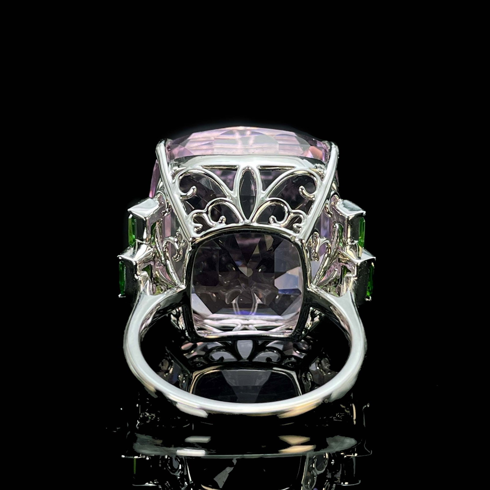 14k Gold 32.31 Ctw Natural Kunzite & Tsavorite Ring - 5