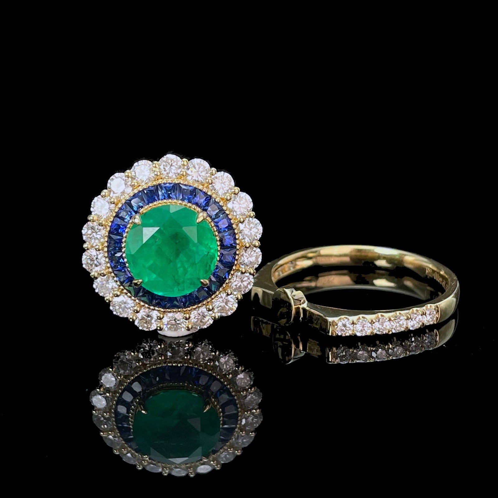 14k Gold 3.50 Ctw Vivid Green Natural Emerald & Diamond Ring/pendant( Without Chain ) - 5