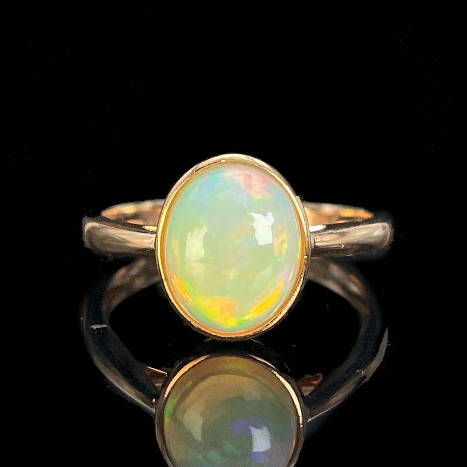14k Gold 1.65 Ct Natural Opal Ring - 2