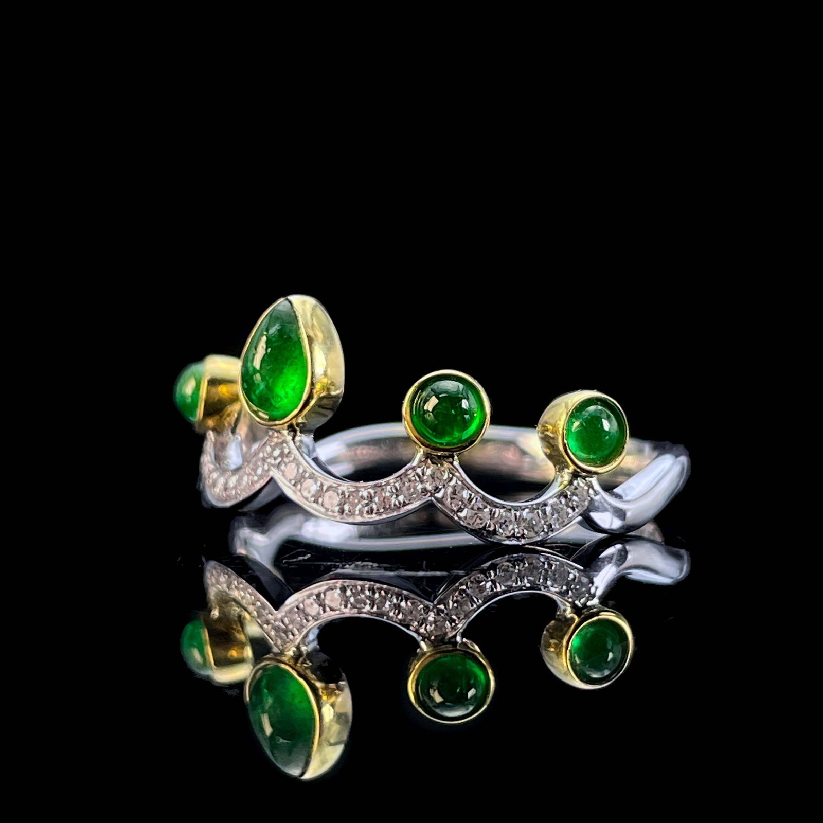 14k Gold 0.59 Ctw Natural Emerald & Diamond Ring - 3
