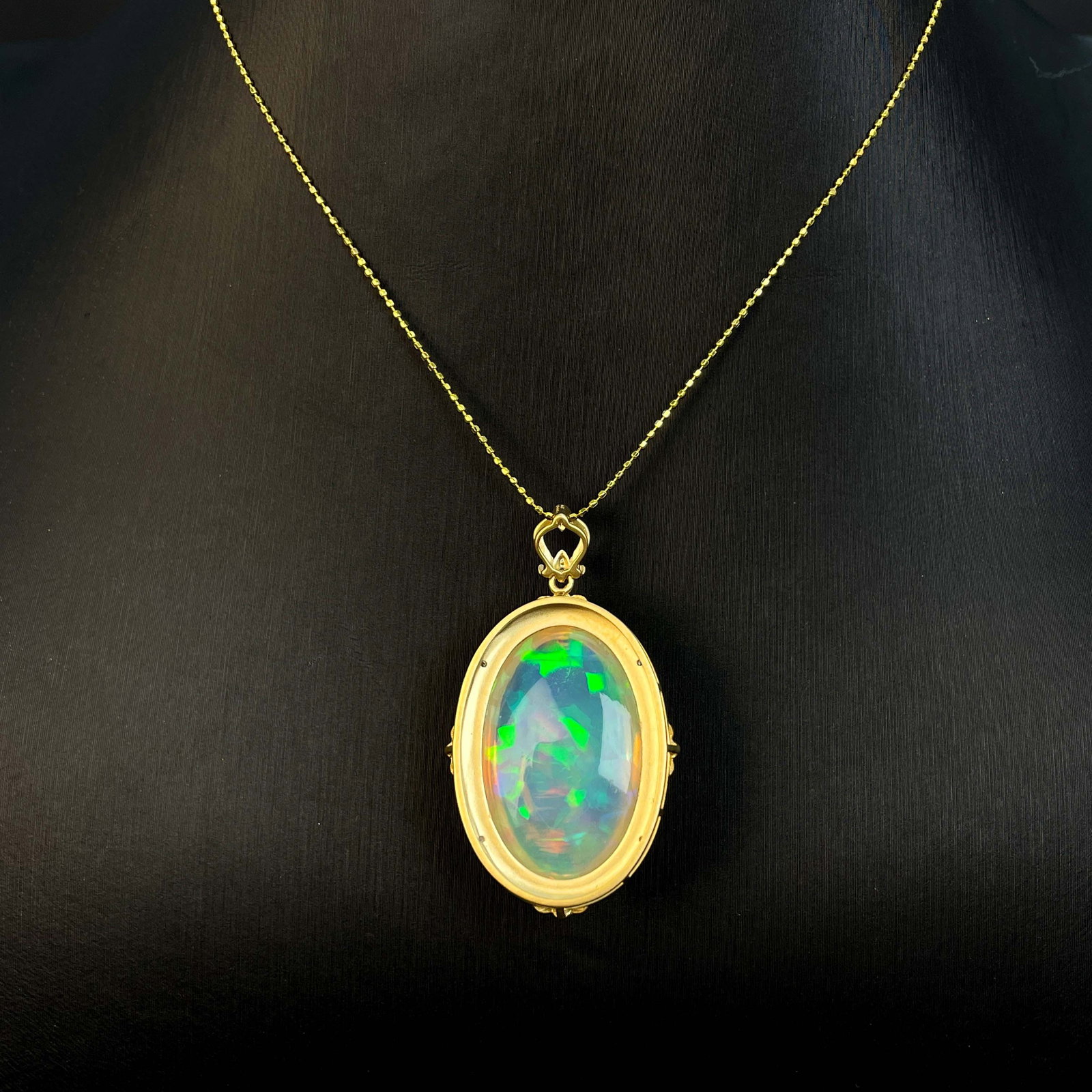 14k Gold 21.12 Ctw Natural Opal & Diamond Pendant( Without Chain ) - 4