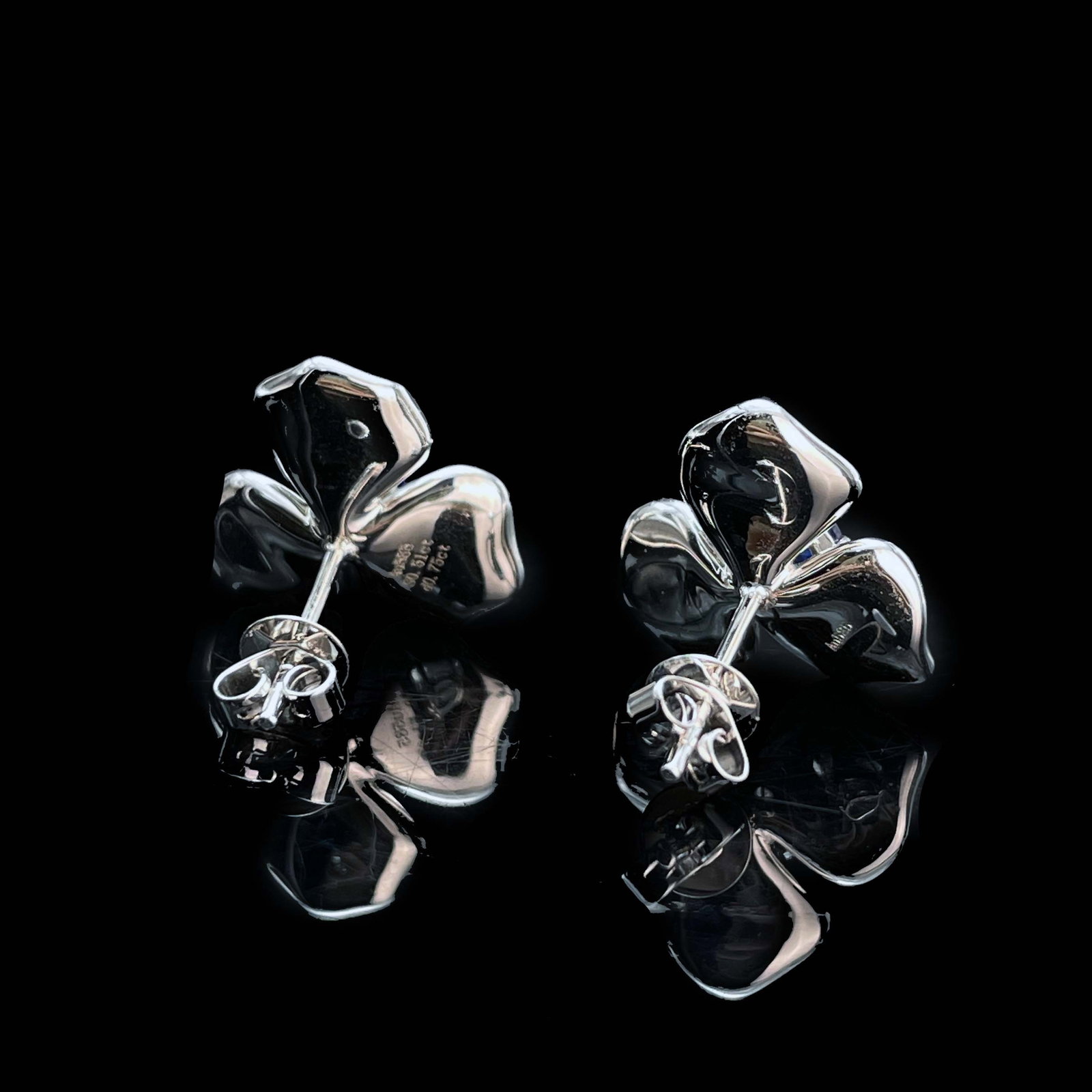 14k Gold 1.26 Ctw Natural Sapphire & Diamond & Flowers Earrings - 4