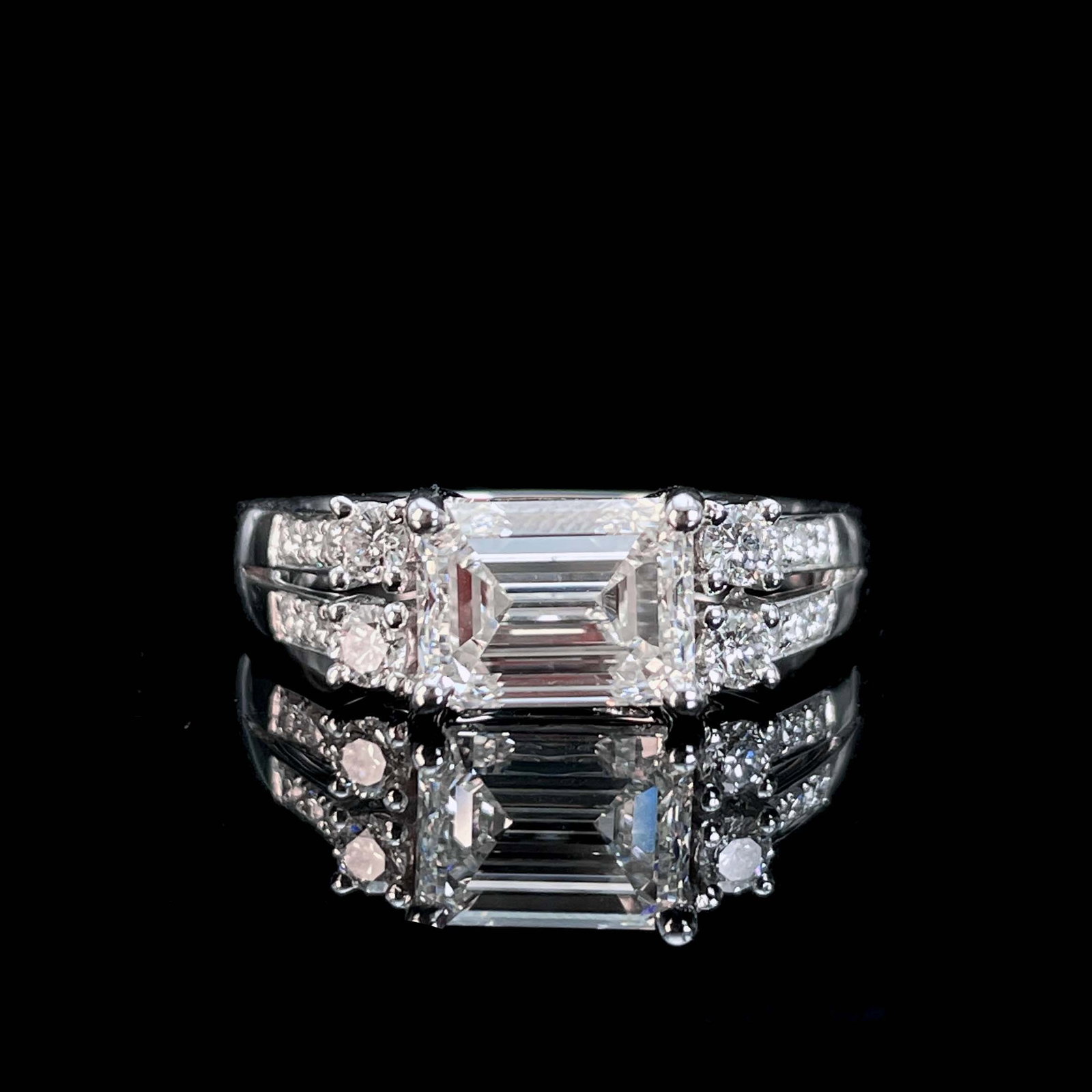 Gia Certified 14k Gold 1.51 Ct Natural F Vs2 Emerald Diamond Ring (1 of 8)