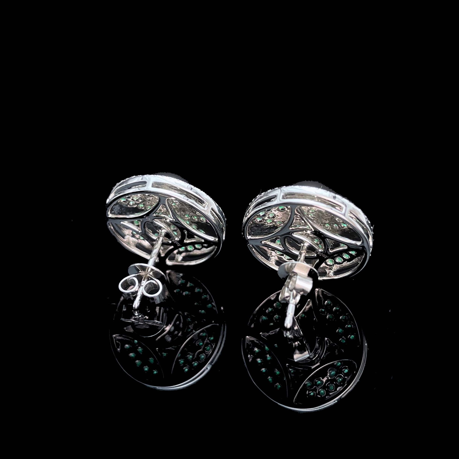 14k Gold 1.28 Ctw Natural Emerald & Diamond Earrings - 5