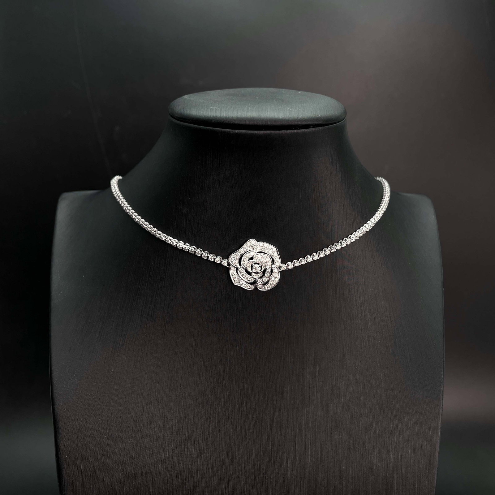 14k Gold 3.5 Ct Natural H Diamond & Flowers Necklace - 2