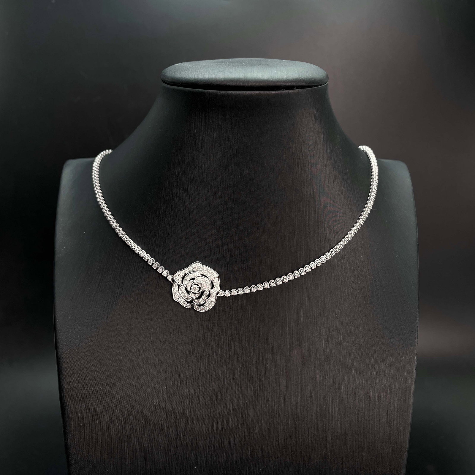 14k Gold 3.5 Ct Natural H Diamond & Flowers Necklace - 5