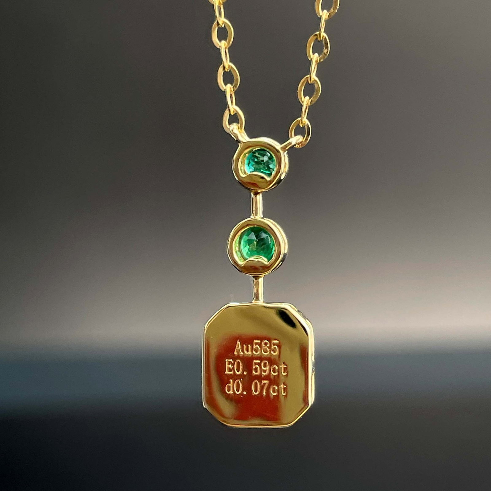 14k Gold 0.66 Ctw Vivid Green Natural Emerald & Diamond Necklace - 6