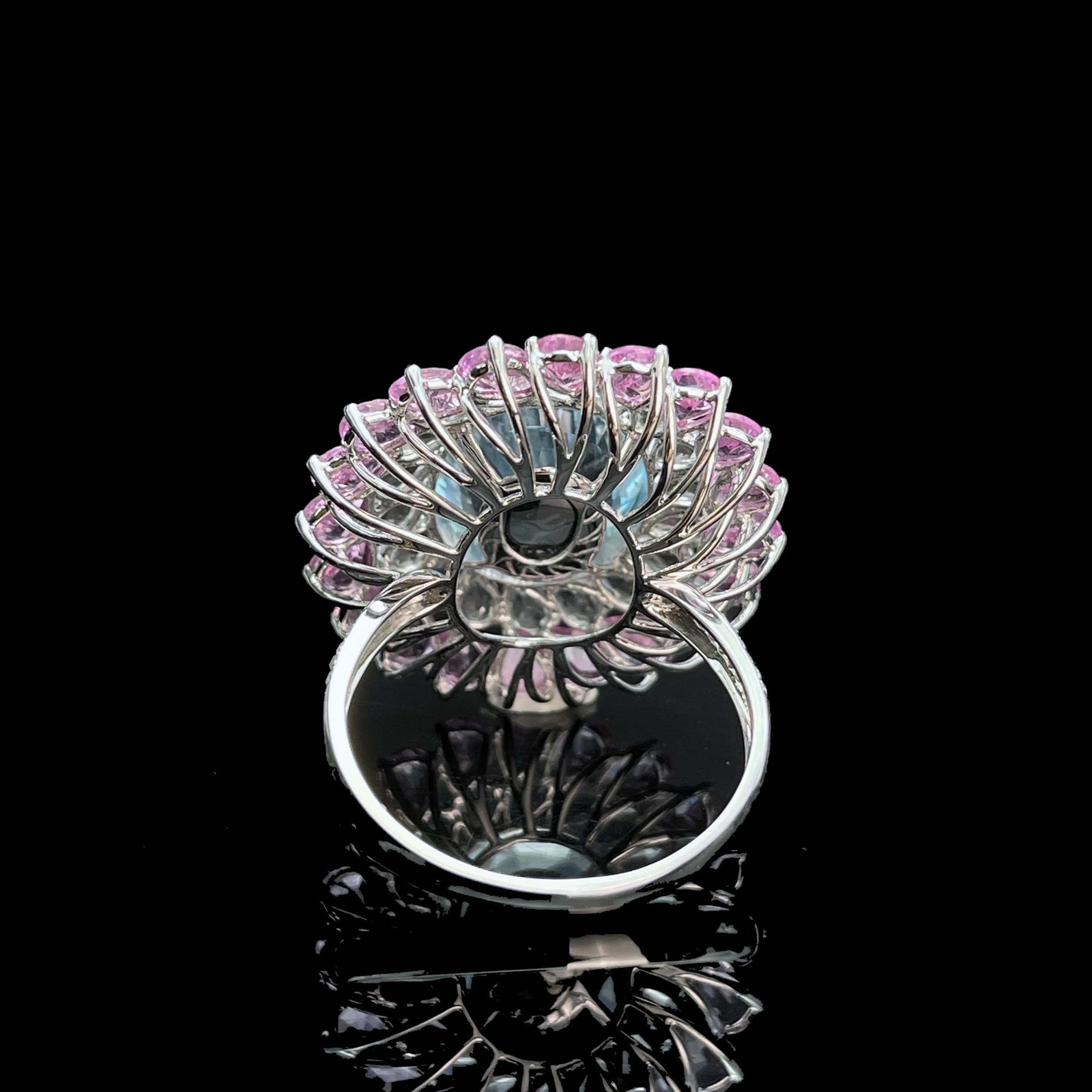 14k Gold 7.50 Ctw Natural Aquamarine & Sapphire Ring - 5