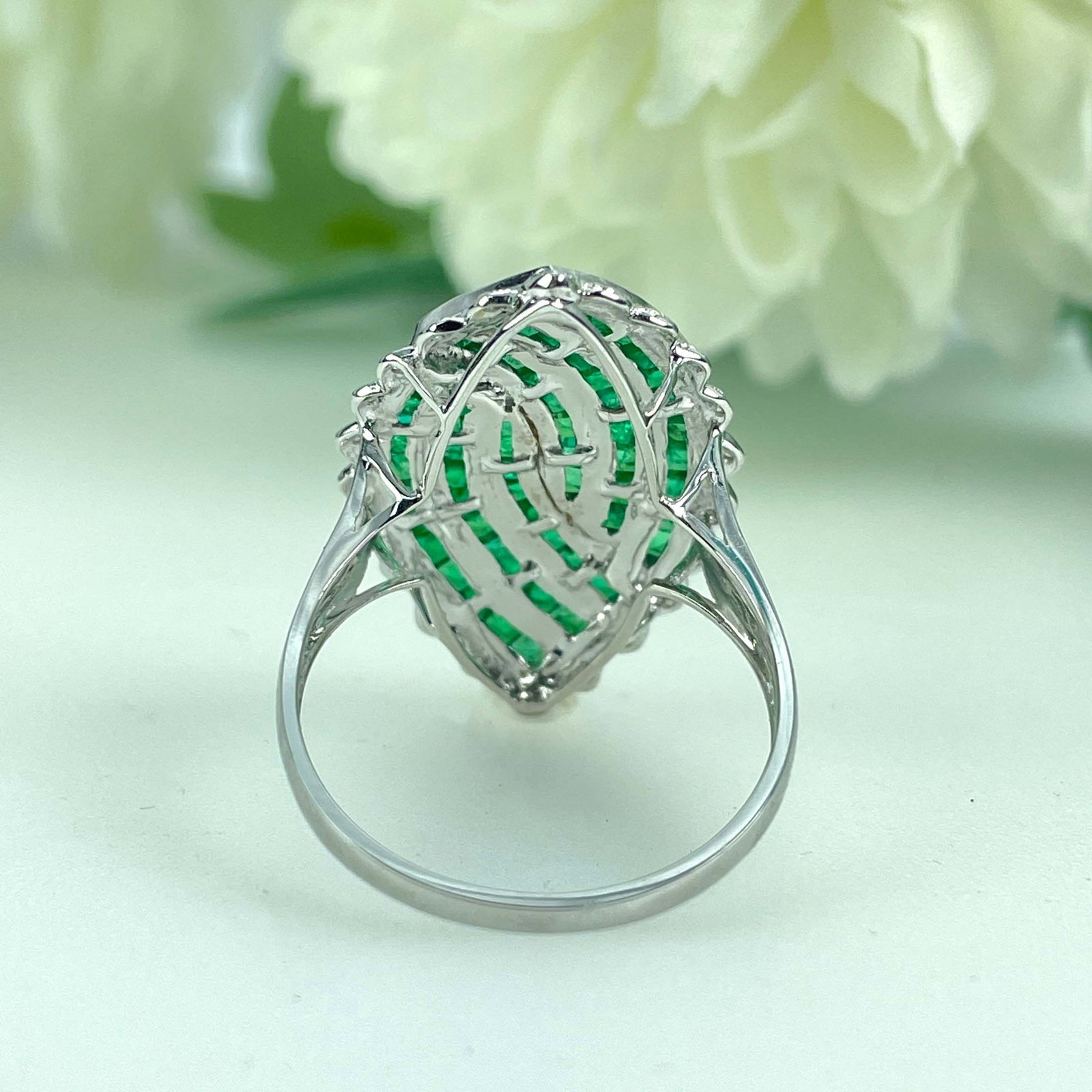 14k Gold 7.26 Ctw Natural Emerald & Diamond Ring - 5