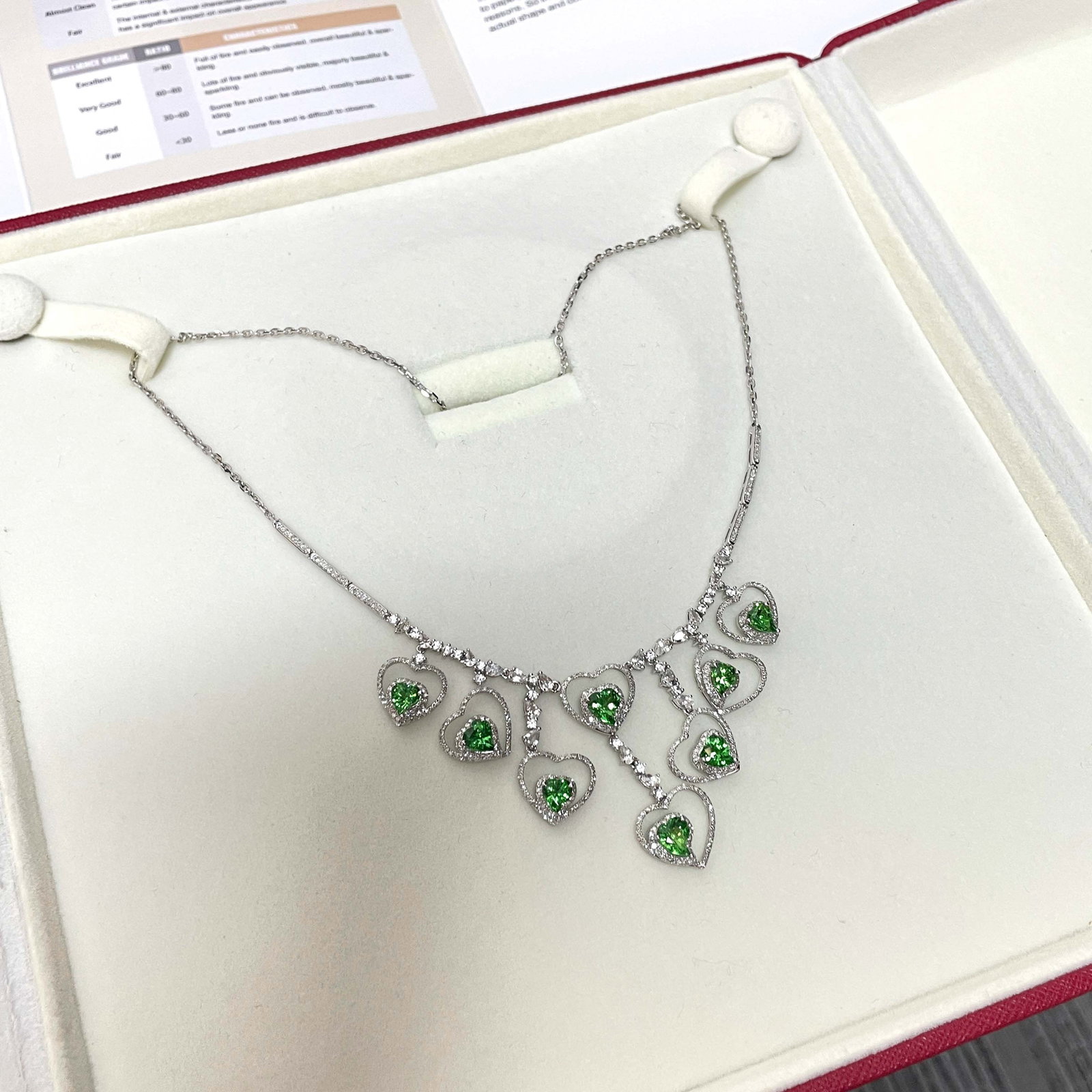 14k Gold 5.45 Ctw Natural Tsavorite & Diamond Necklace - 3