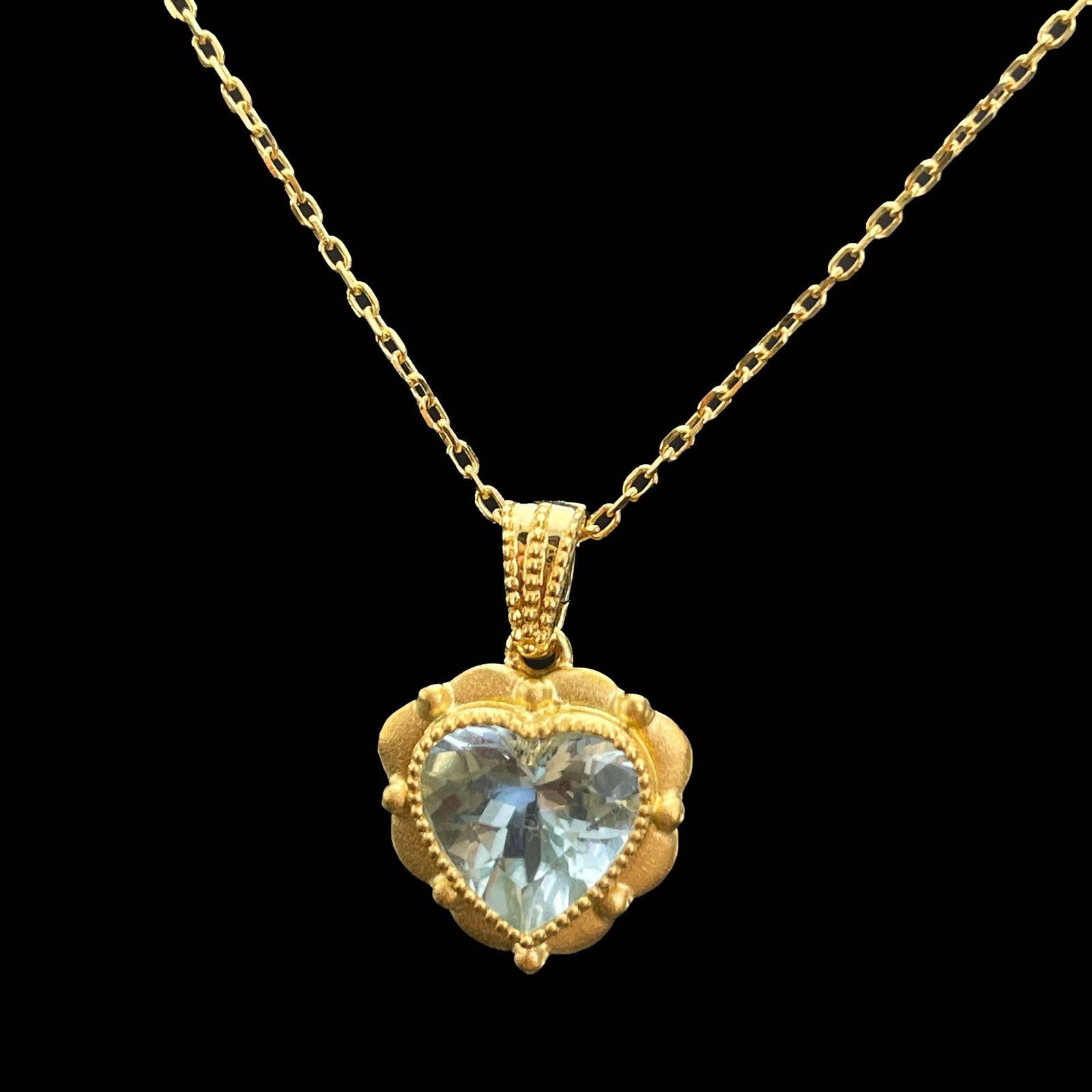 14k Gold 1 Ct Natural Aquamarine Pendant( Without Chain ) - 3