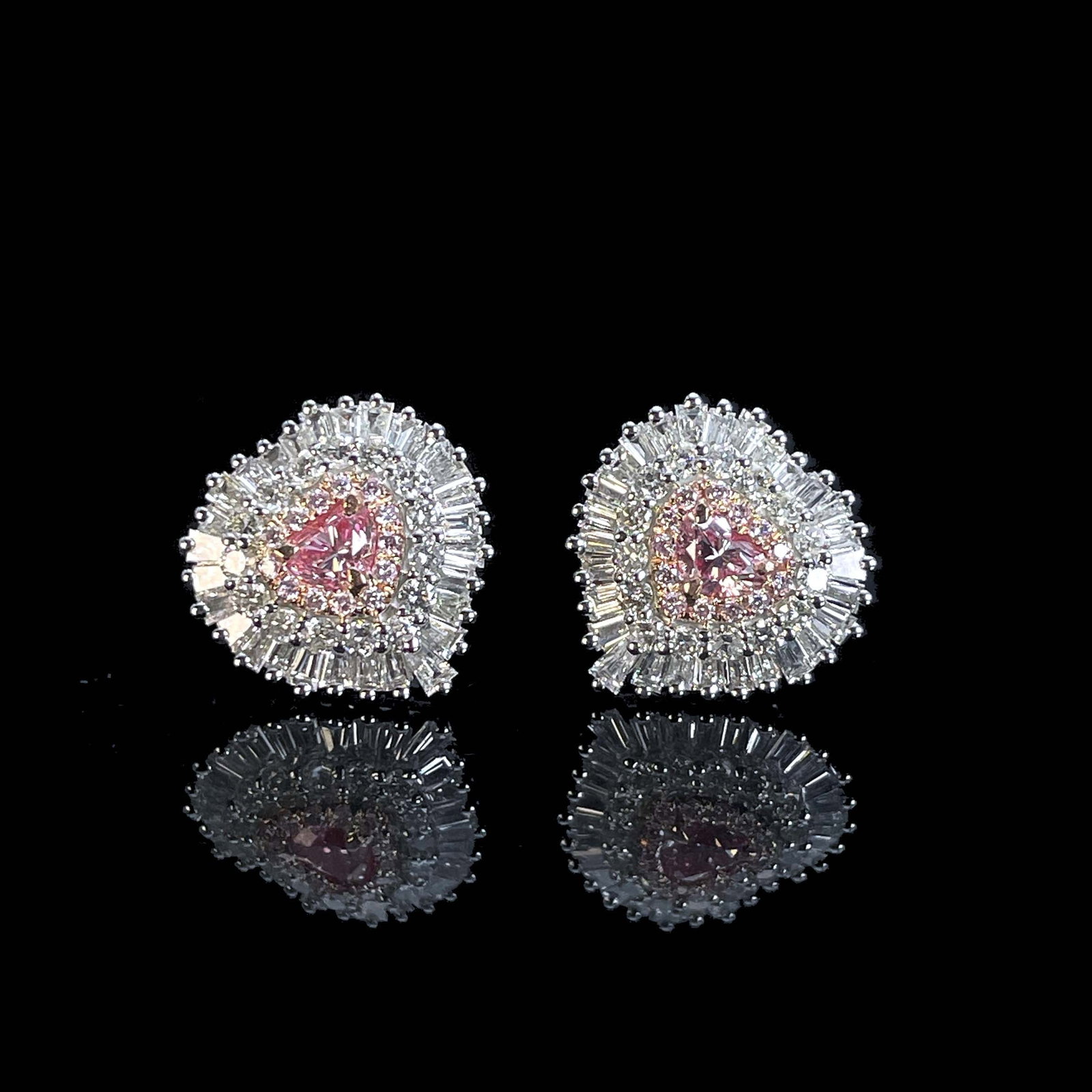 14k Gold 0.90 Ctw Natural Pink Diamond & Diamond Earrings - 5