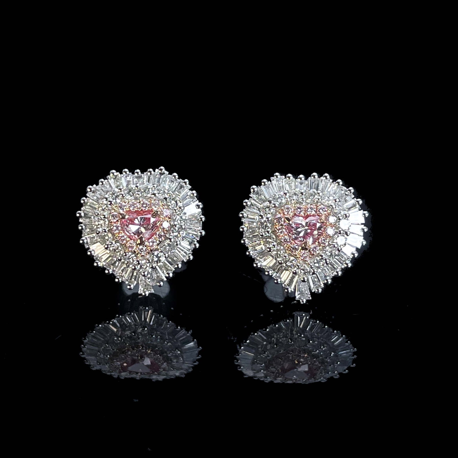 14k Gold 0.90 Ctw Natural Pink Diamond & Diamond Earrings - 6